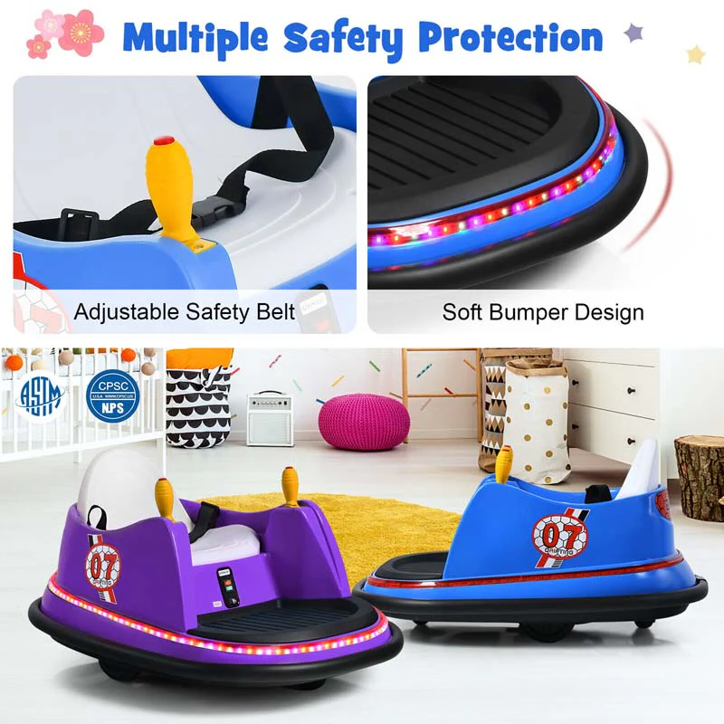 12V Toddler Bumping Car Battery Powered Baby Ride On Bumper Car With Dual Joysticks Flashing Led Light Amp 360 Degree Spin
