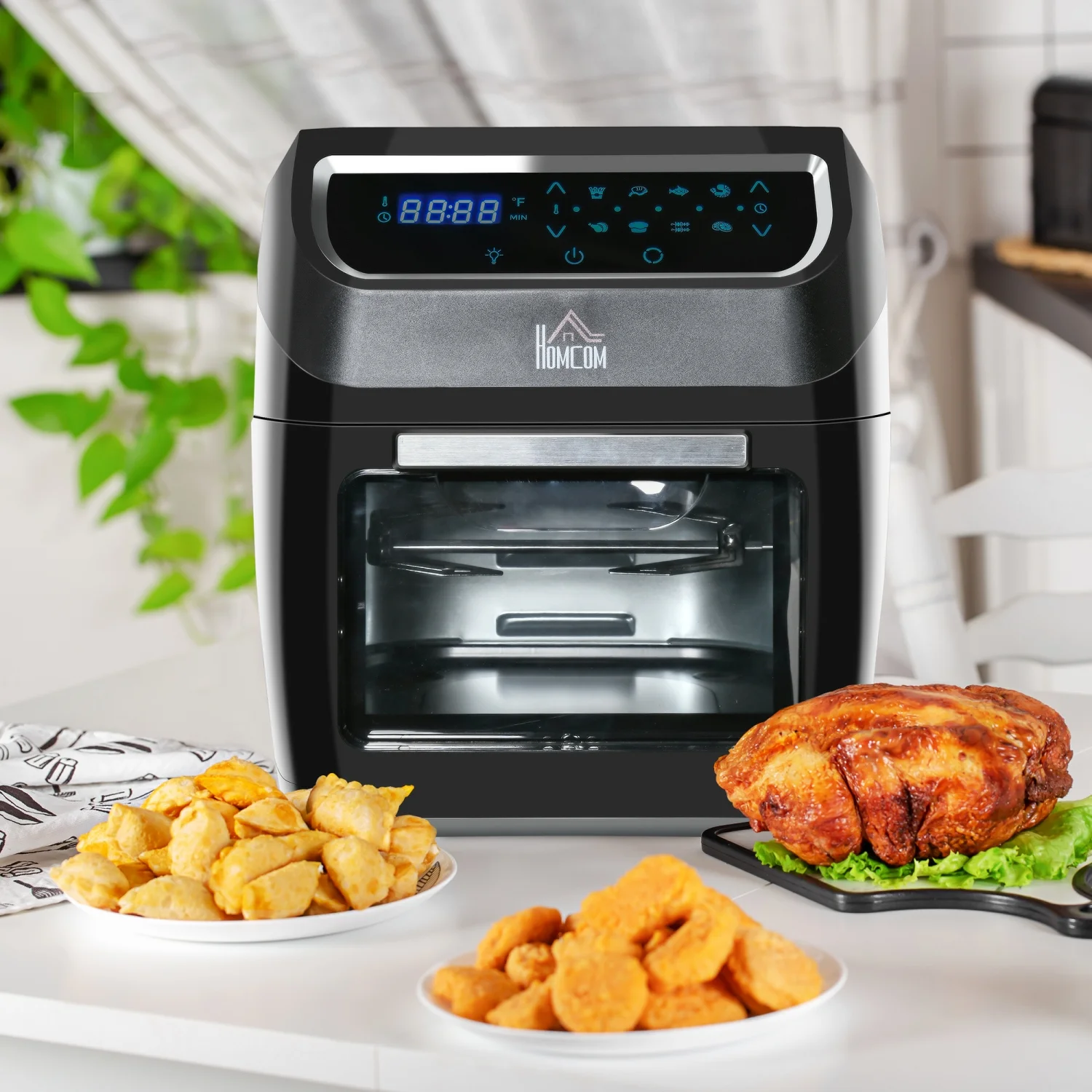 GFVCNIO 12QT Air Fryer Oven Combo, 8-in-1, 1700W, LED Display, Black, Includes Accessories