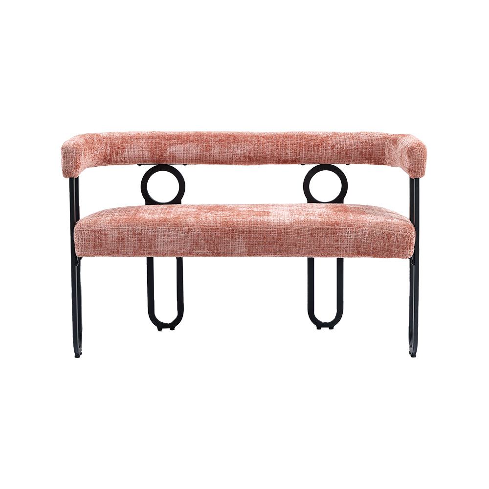 Doppelsofa mit abgerundeter Rückenlehne,Chenille-Stoff, modernes Design, Rosa