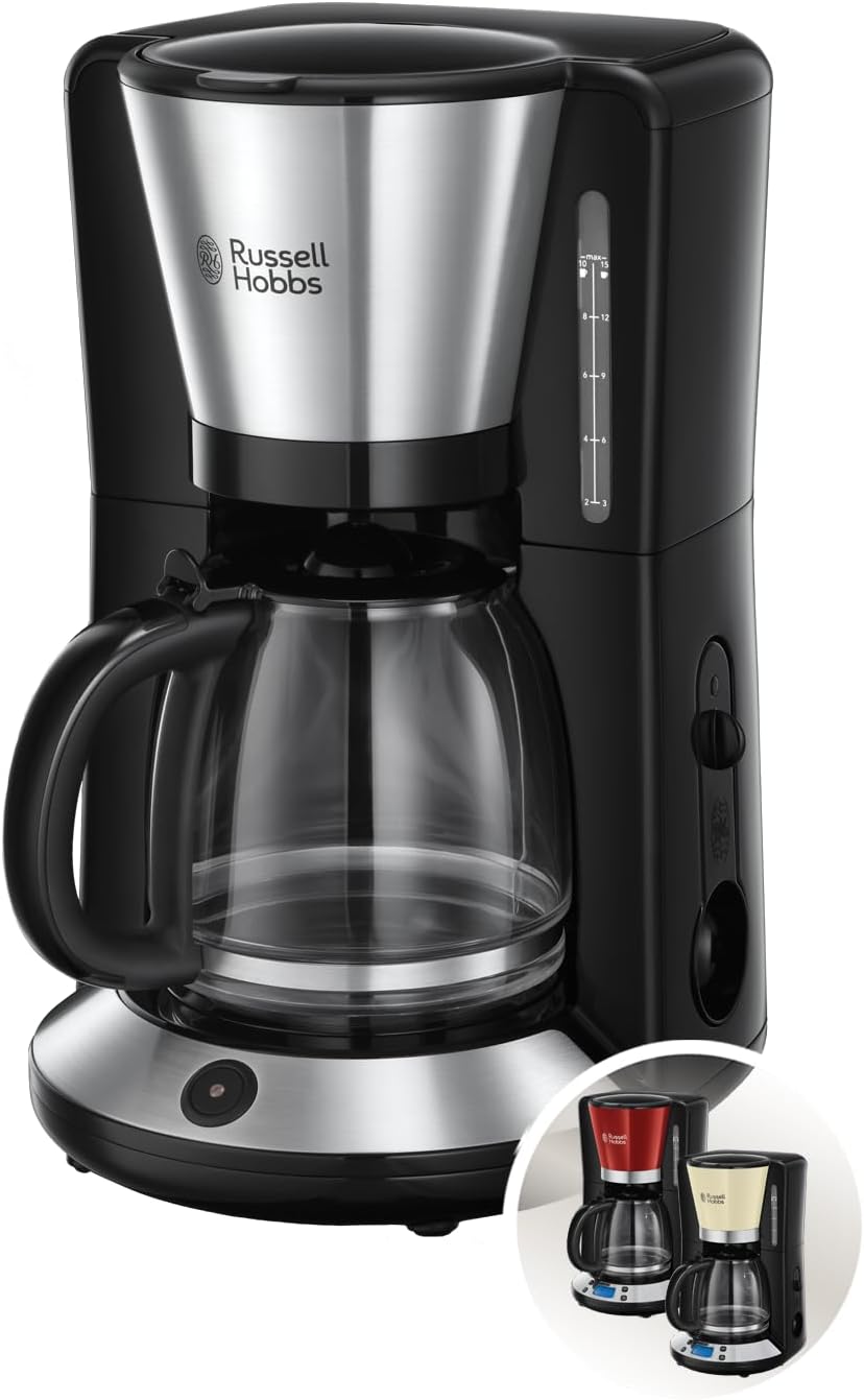 Russell Hobbs Macchina Caff猫 Americano - Con Filtro per Estrazione e Aroma ottimali - Max 10 tazze; Caraffa in Vetro da 1.25 L; Piastra riscaldante; Spegnimento automatico; 1100 W; Adventure 24010-56