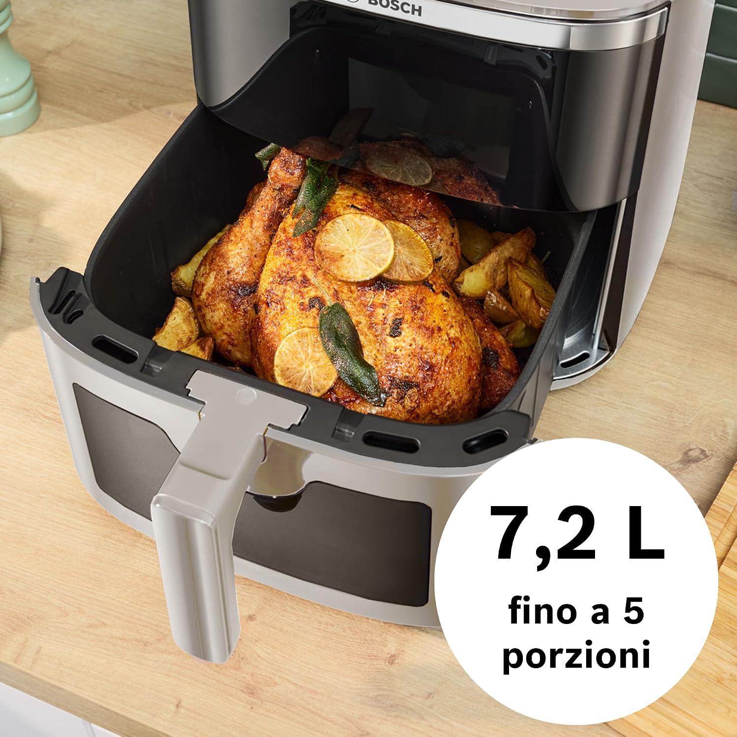 Bosch MAF671C0 Friggitrice ad Aria XXL 7,2 Litri, Finestra Illuminata,Beige