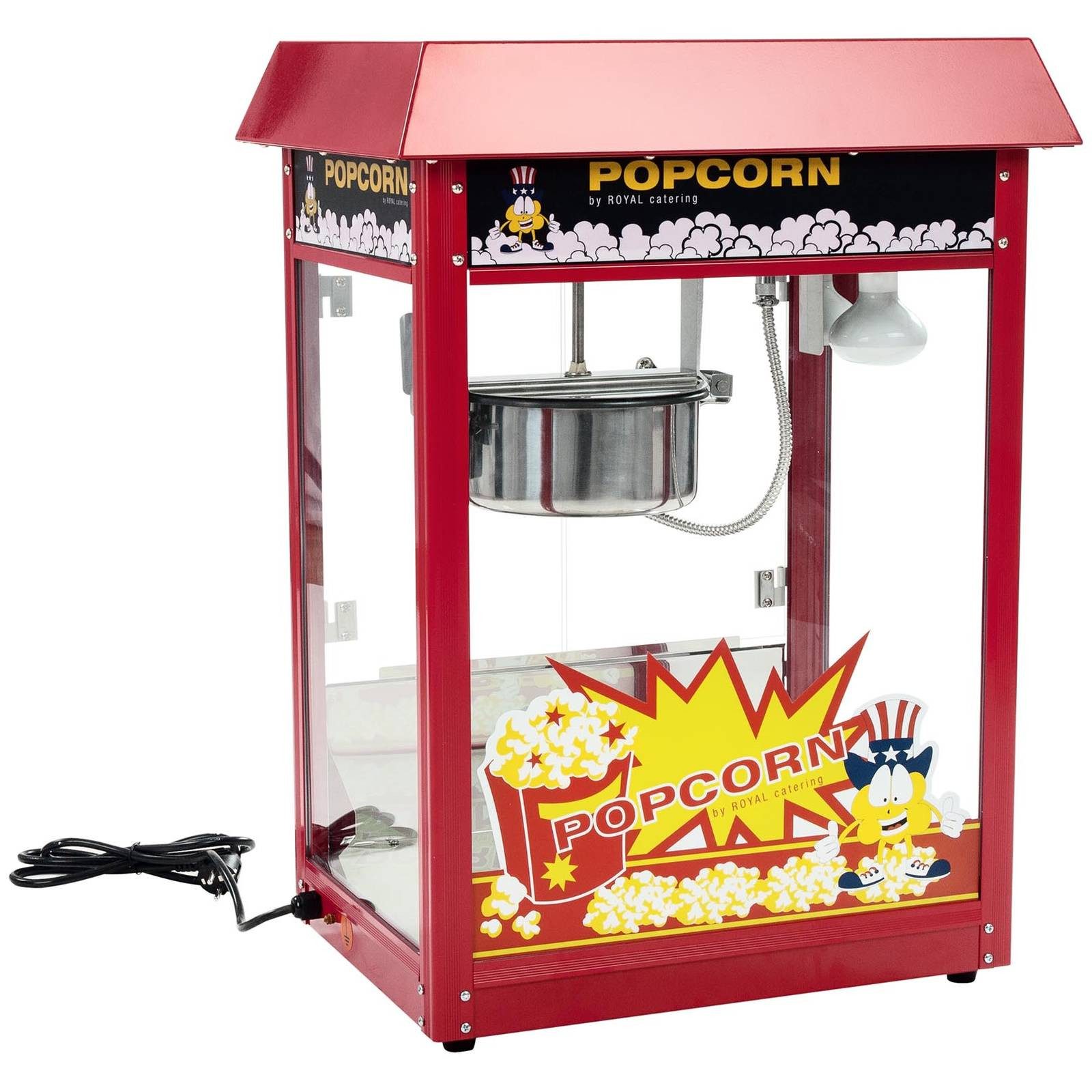 Popcornmaschine 5 kg/h Popcornmaker Mit Wagen Popcornautomat 1600 W Rot Retro Profi