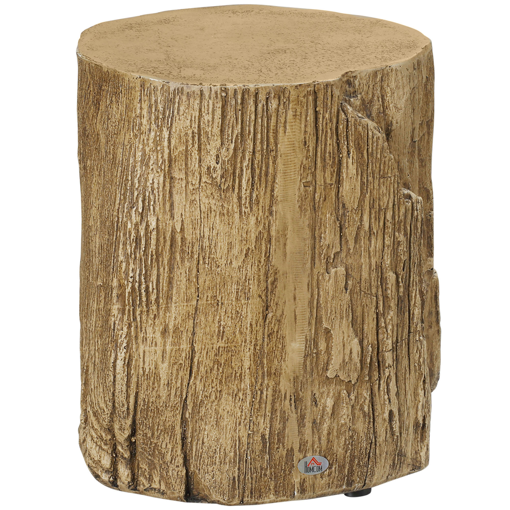 HOMCOM Beistelltisch Baumstumpf-Optik Nivillierfüße 37 cm x 37 cm x 43 cm Beton Braun