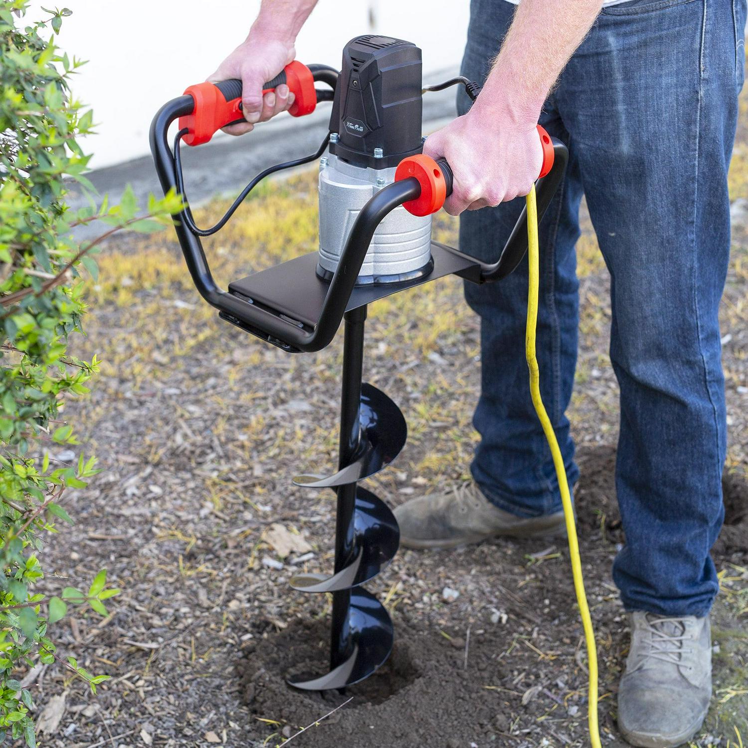 XtremepowerUS 1500W Electric Post Hole Digger with 6′′ Auger Bit, Anti-Vibration Handle & Safety Lock for Soil & Fence Posts