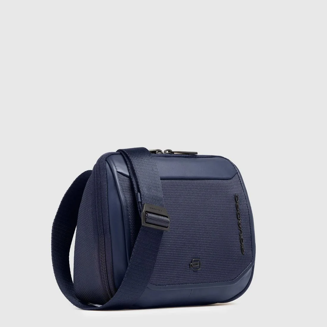 Borsello Piquadro orizzontale in pelle e tessuto blu CA6932S143-BLU