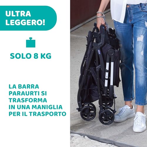 Chicco OHlalà Twin Passeggino Gemellare Doppio da 0 Mesi a 15 kg, Passeggino Leggero Reclinabile e Pieghevole, Poggiagambe Regolabili, Parapioggia e Capottina Estendibile Silver Cat, Grigio : Amazon.it: Prima infanzia