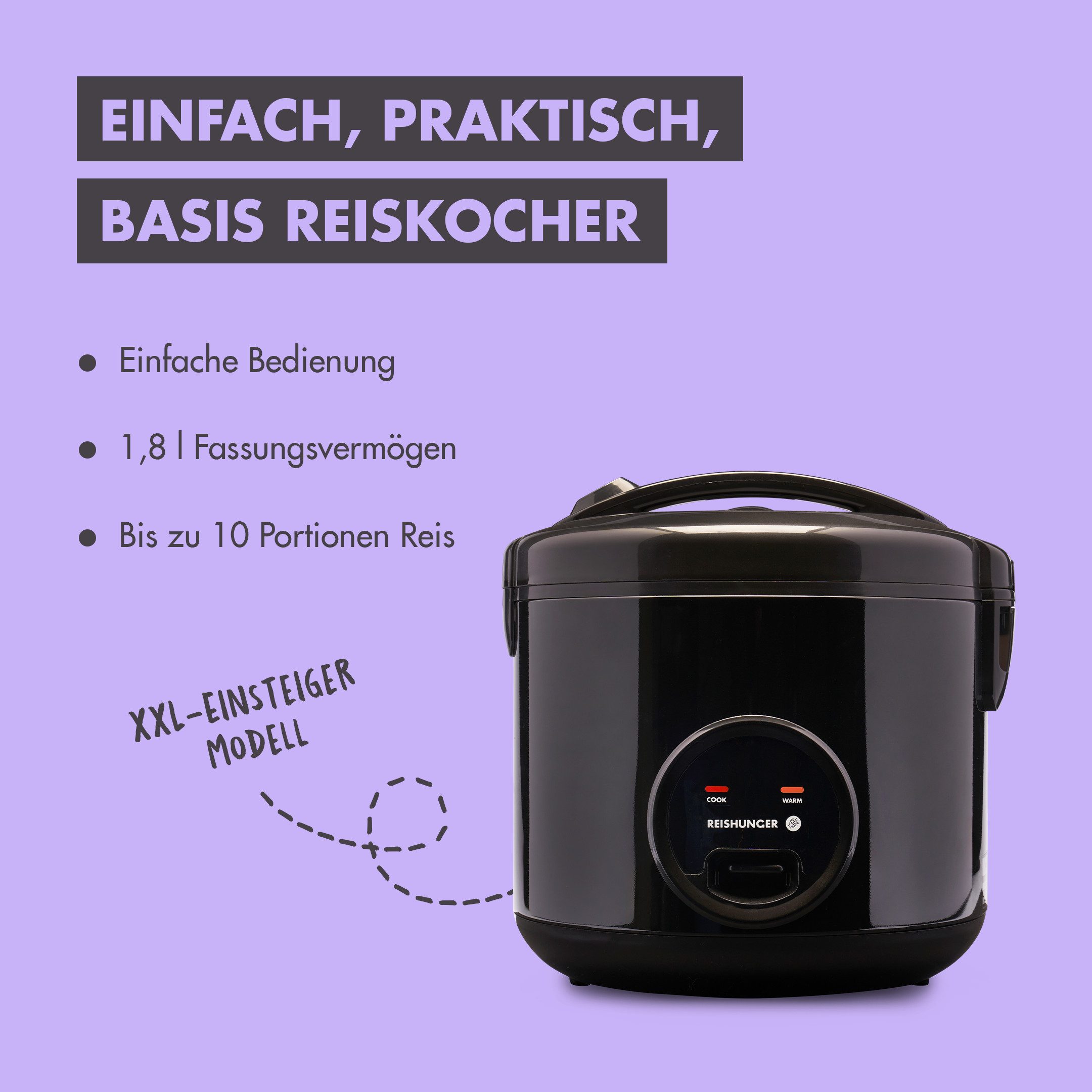 Reiskocher - Reiskocher mit Keramikbeschichtung, 1,8 L