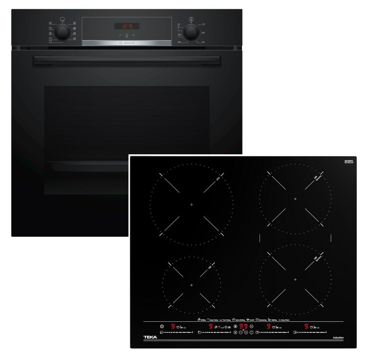 Induktions Herd-Set Backofen Teleskopauszug + Teka Induktionskochfeld MULTISLIDER