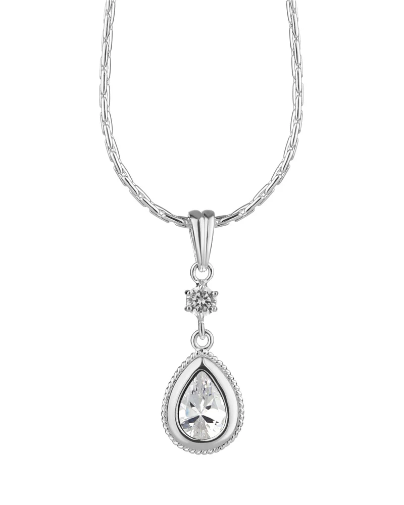 Newbridge Silverware | Drop Pendant Clear Stone