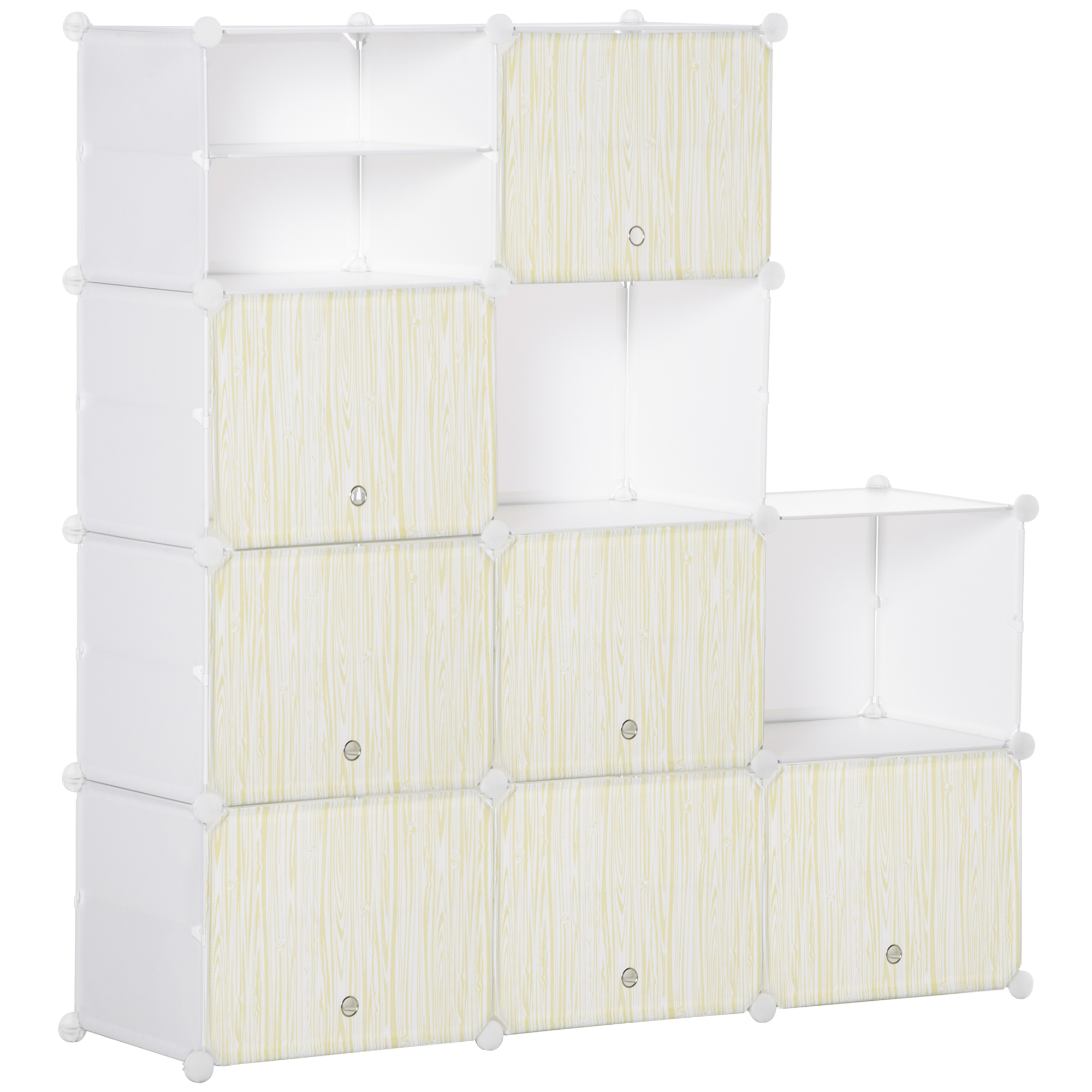 HOMCOM Modulares Platzsparendes Schuhregal, 12 Würfel aus PP-Kunststoff und Stahl, 125x32x125 cm