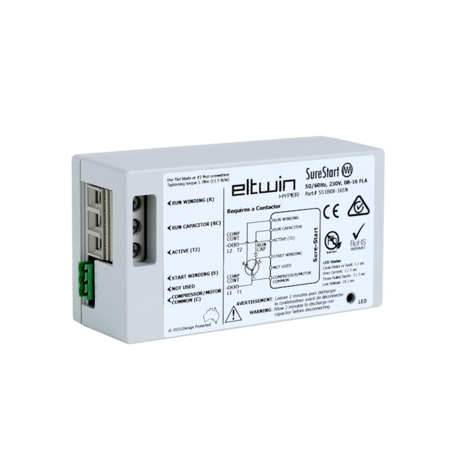 SS1B Soft Starter for 4 7 Ton Residential HVAC Air Conditioners, Three Phase, 460V