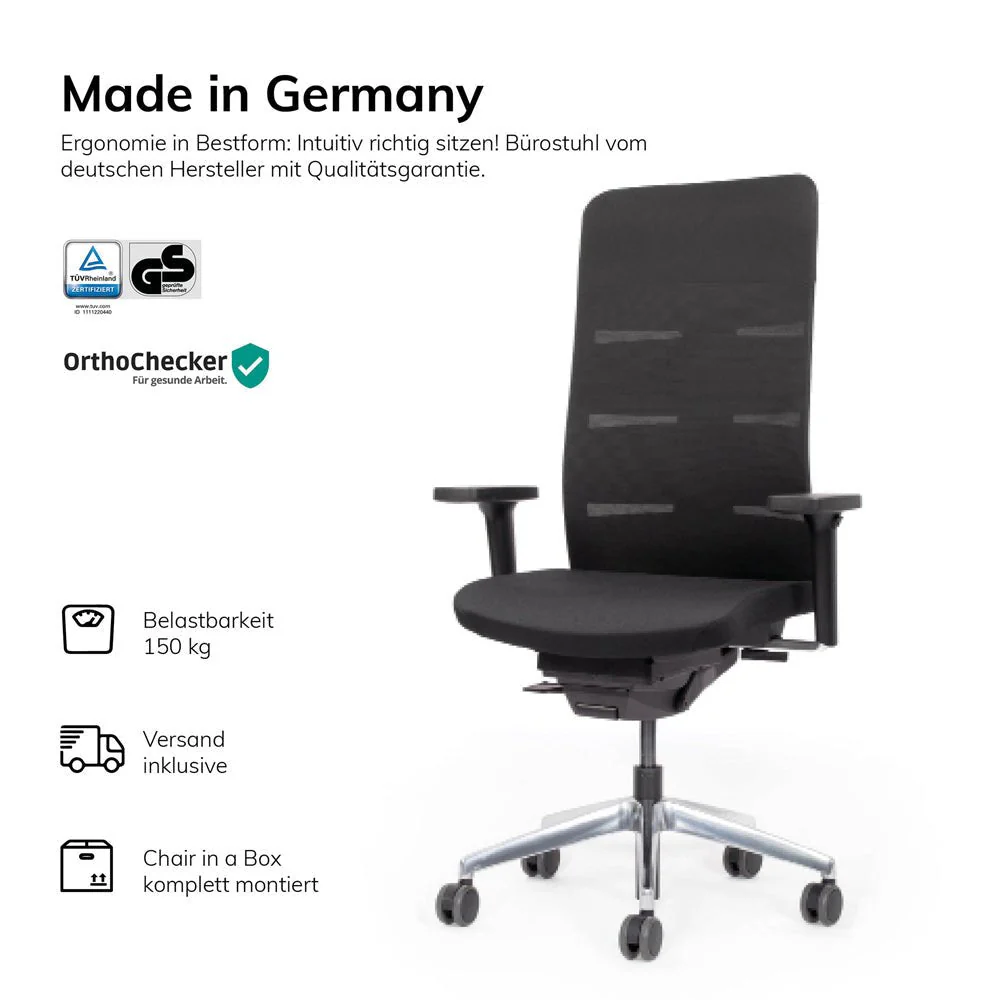 Sedia da ufficio ergonomica con schienale a rete Agilis Matrix MT13 | Colore Nero