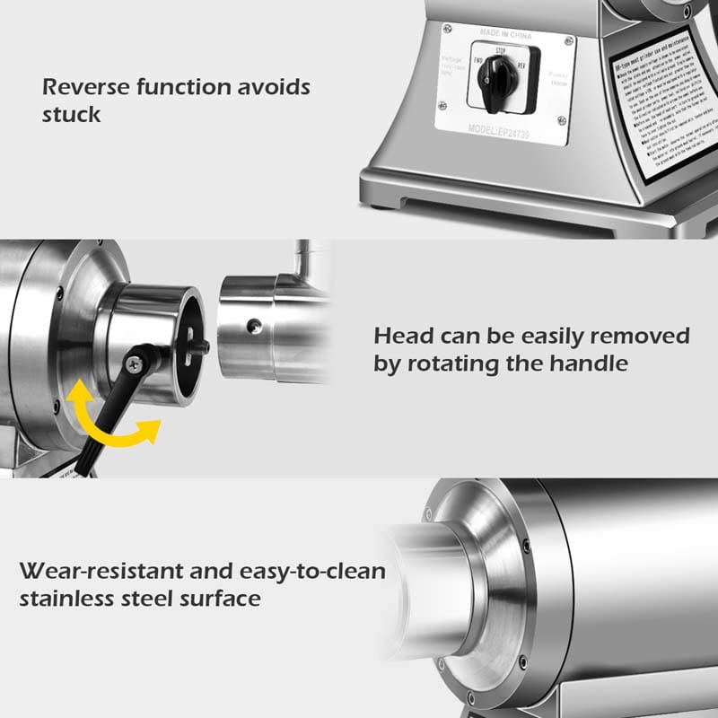 Eletriclife Heavy Duty 1.5HP 1100W 550LB/h Commercial Grade Meat Grinder