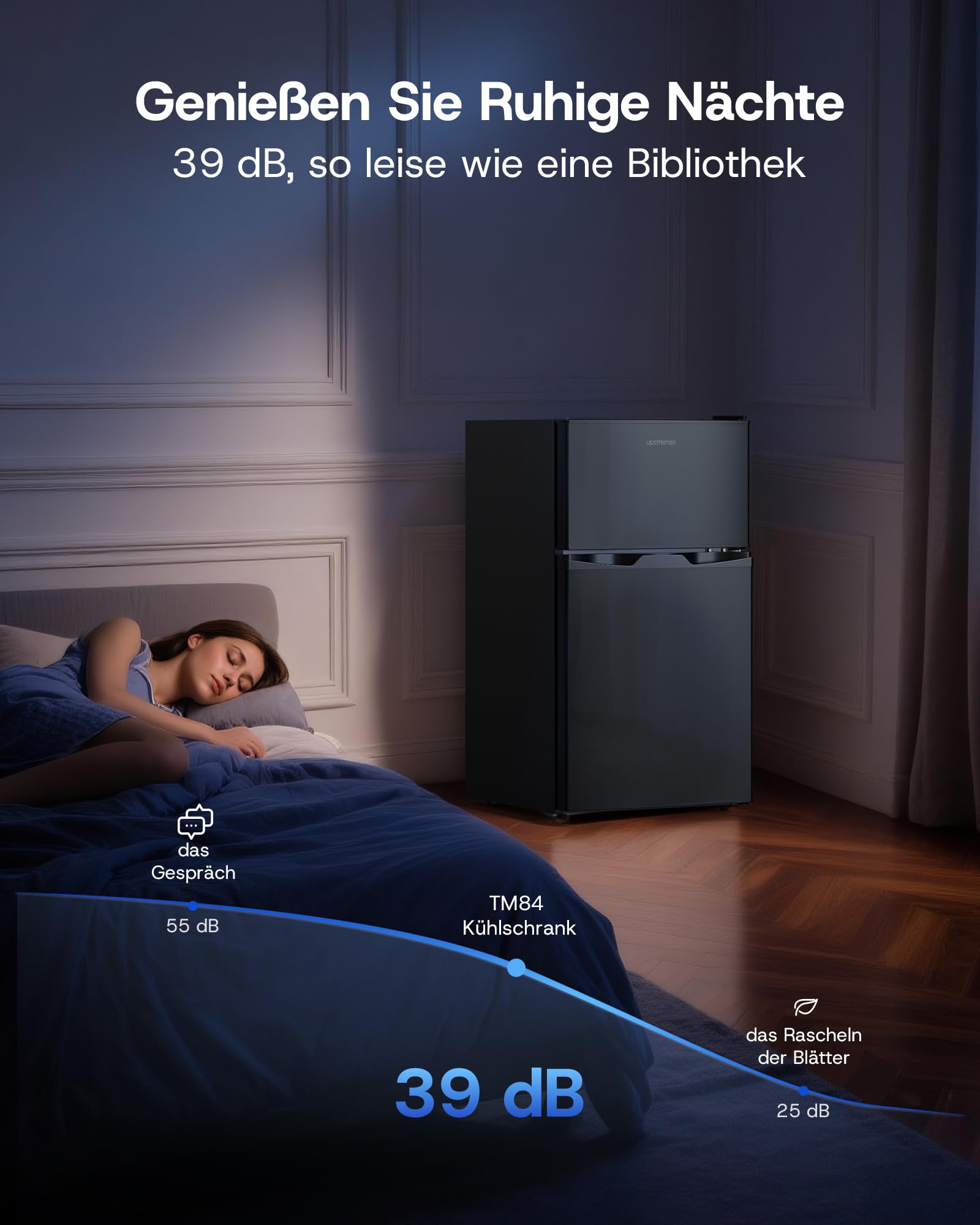 84L Kühl-Gefrierkombination, 59L Kühlfach und 25L 4-Sterne-Gefrierfach, freistehend, 220V, schwarz