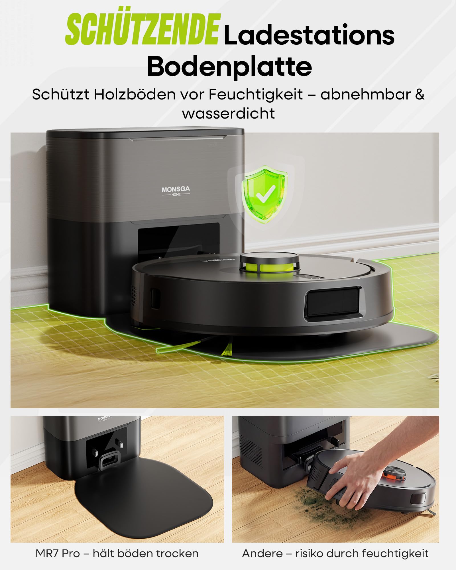 Saugroboter mit Wischfunktion MR7 Pro, 10000PA Saugleistung und 4L Absaugstation, 360° LiDAR Navigation