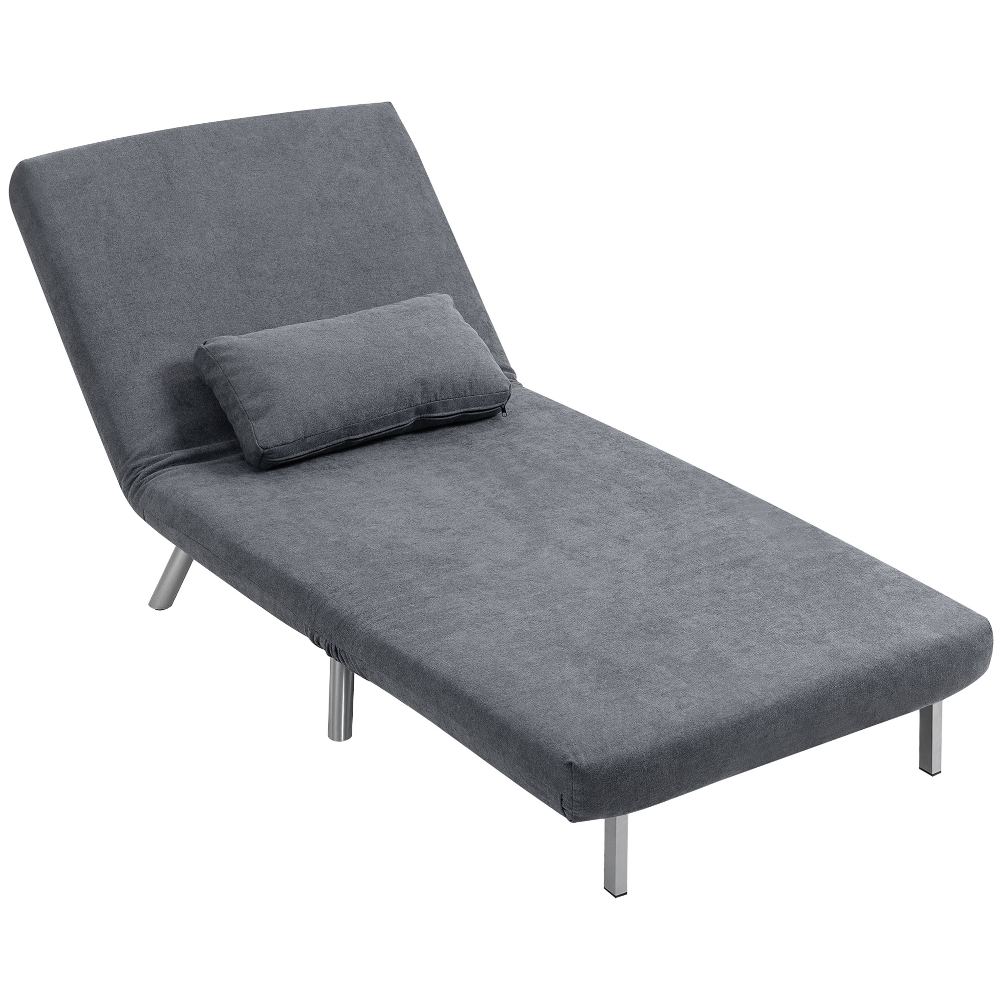 HOMCOM Polstersessel mit Bettfunktion, 2-in-1 Design, Schlafsessel, Gästebett, Stoffbezug, mit Kissen, Dunkelgrau