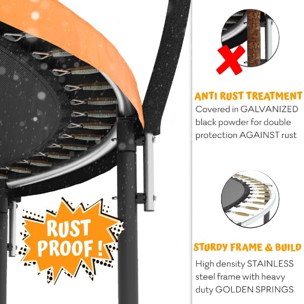 JUMPZYLLA Trampoline 8FT 10FT 12FT 14FT 15FT 16FT Trampoline with Enclosure - Recreational Trampolines with Ladder and AntiRust Coating, ASTM Approval Outdoor Trampoline for Kids