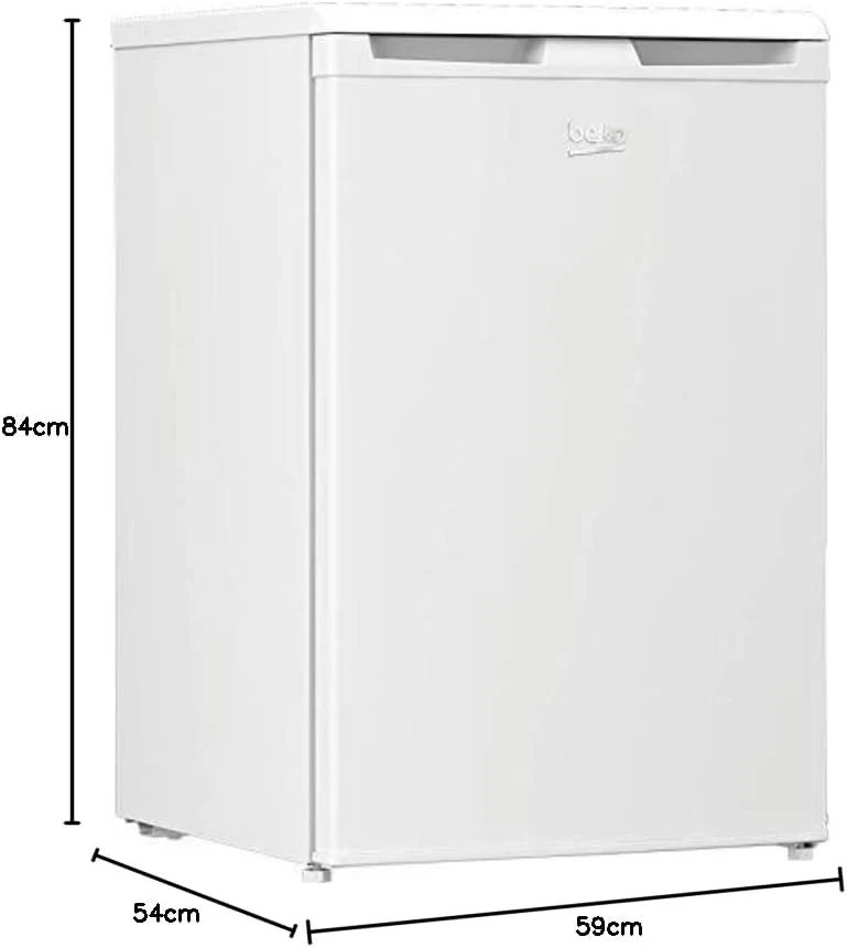 Beko TSE1424N b100 Tischkühlschrank, 128 l Gesamtrauminhalt, wechselbarer Türanschlag, gute Beleuchtung im Gerät, 37 dB, robuste Glasablagen, Weiß