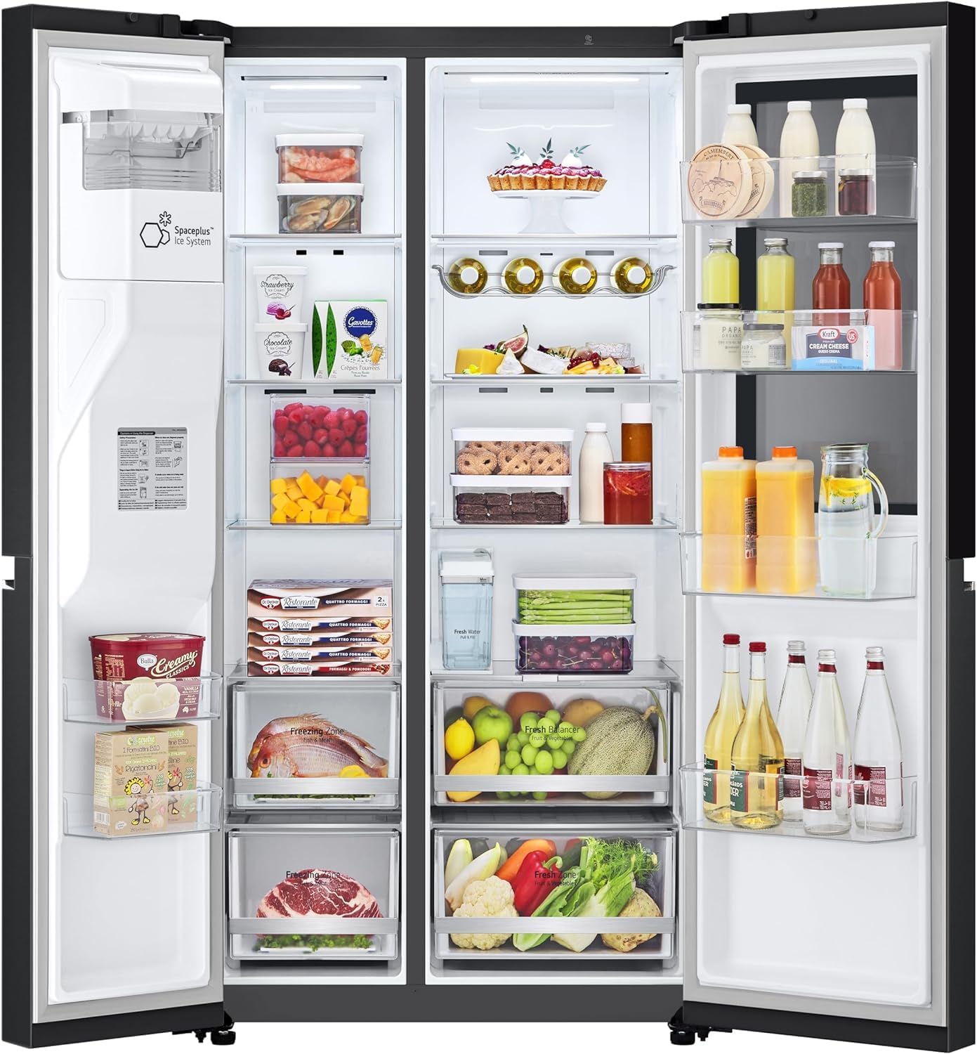 GSGV81EPLL Frigorifero Americano Side By Side InstaView, 635L, Frigorifero Total No Frost, Wi-Fi, Door & Linear Cooling, Dispenser Acqua e Ghiaccio Senza Allaccio, Fresh Balancer, Nero Opaco