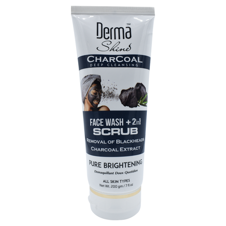 Derma Shine Brightening Charcoal 2 in 1 ♟️Facewash & Scrub 200ml