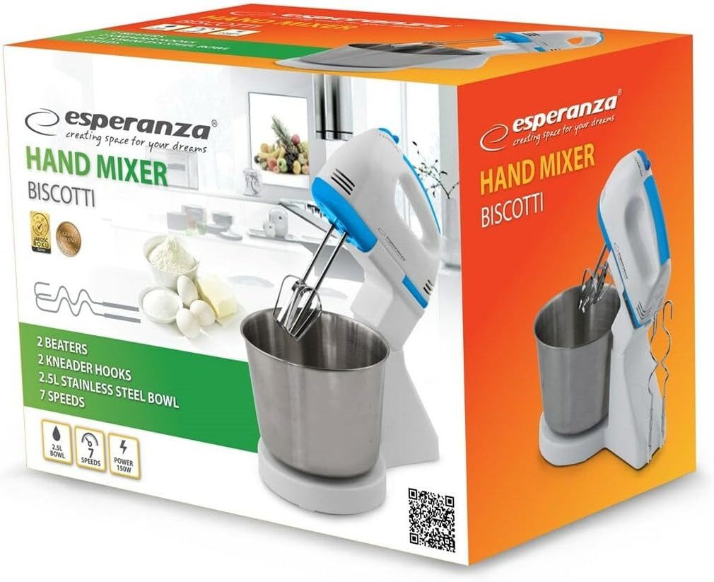 Handmixer Mixer mit Schüssel mit 7 Geschwindigkeitsstufen