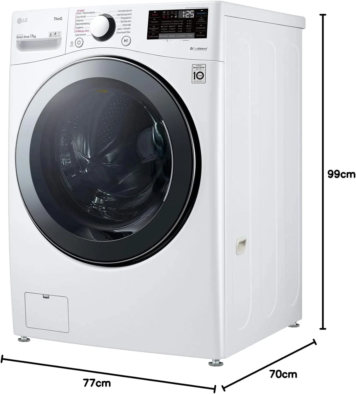 LG F4WV7080, Klasse A, Voorlader Wasmachine 8 kg, 1400 tpm, AI Direct Drive, Wi-Fi, Dieptereiniging met Stoom, Grote Capaciteit, TRIPLE A, Veiligheidsglas Buitendeur, 62 x 60 x 85 cm ? Wit