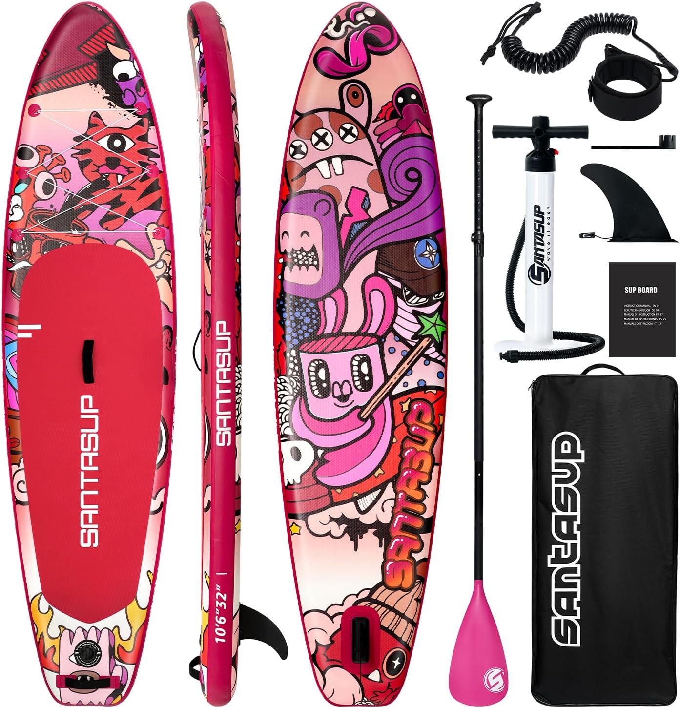 Tavola gonfiabile per stand up paddle, blu, con accessori, ampia tavola per adulti e ragazzi, tavola da surf, tavola da sup a tutto tondo con tavola antiscivolo