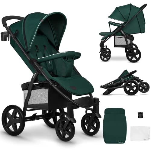 Lionelo Annet passeggino leggero pieghevole per bambini fino 48mesi o 22kg, regorabile, Con posizione sdraiata, Ruote EVA 28cm Cappottina XXL Zanzariera Coprigambe Portabibite : Prima infanzia