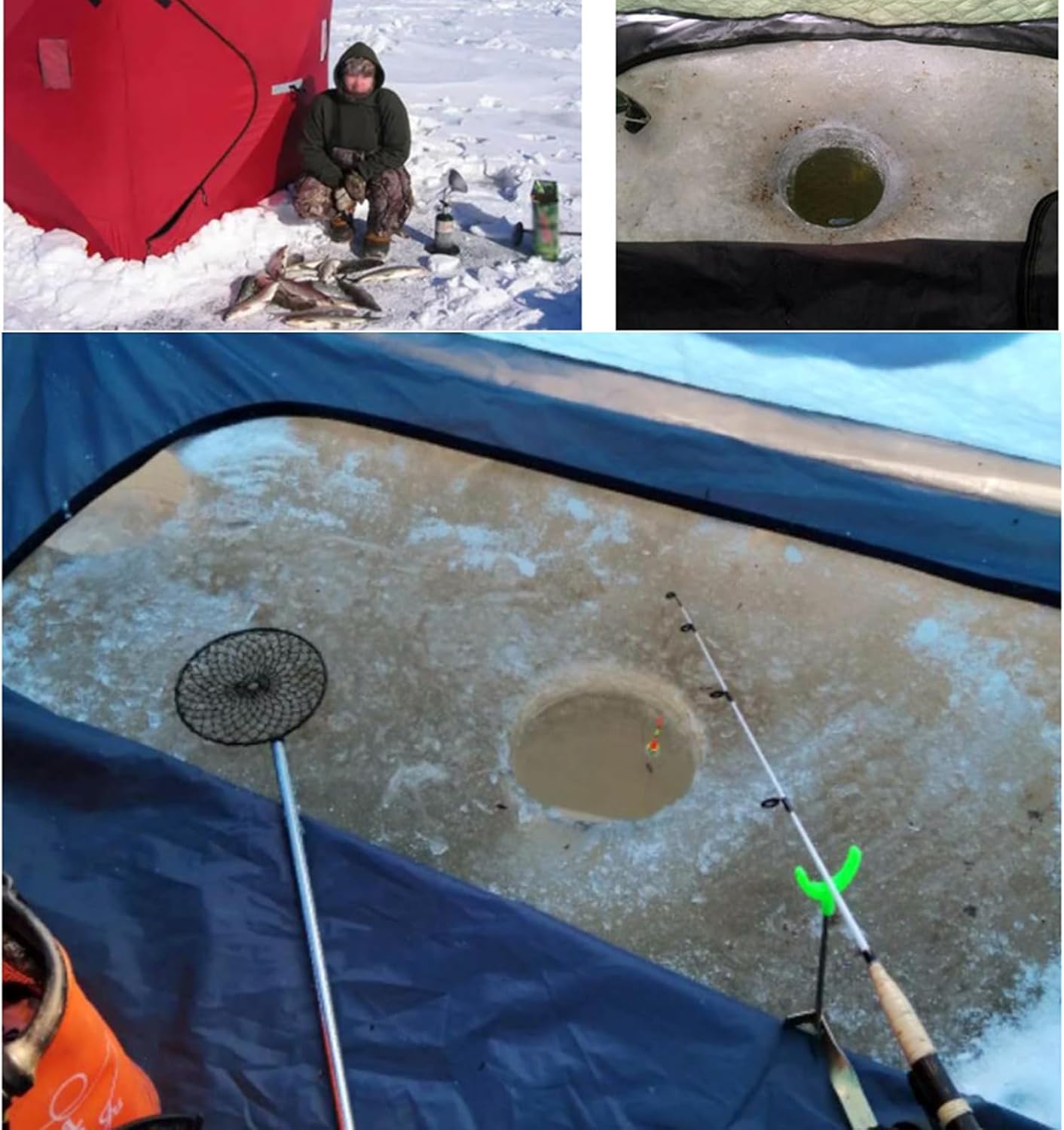 Tragbare Thermo-Hub-Zelte – 4-seitiges Pop-Up-Eisangeln mit Boden und isolierten Wänden – passend für 3–5 Personen, inklusive Tragetasche