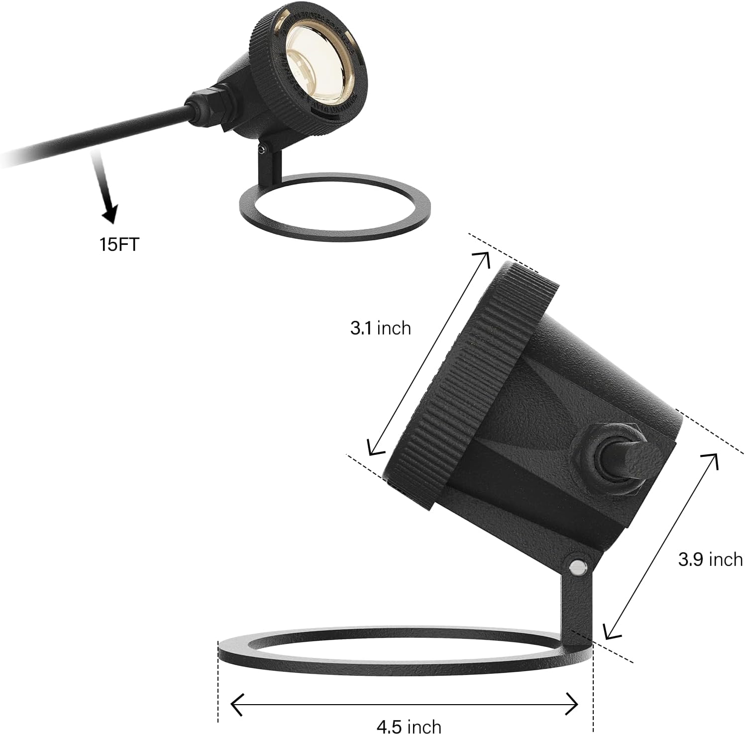 VENUS MANUFACTURING 2 Stück Niedervolt-LED-Teichlicht 135 Lumen 12 V Unterwasser tauchfähig 2900 K warmweiße Lichter Schwarz Wasserfall Pool Brunnen Licht für Haus Pool Garten Landschaft Beleuchtung