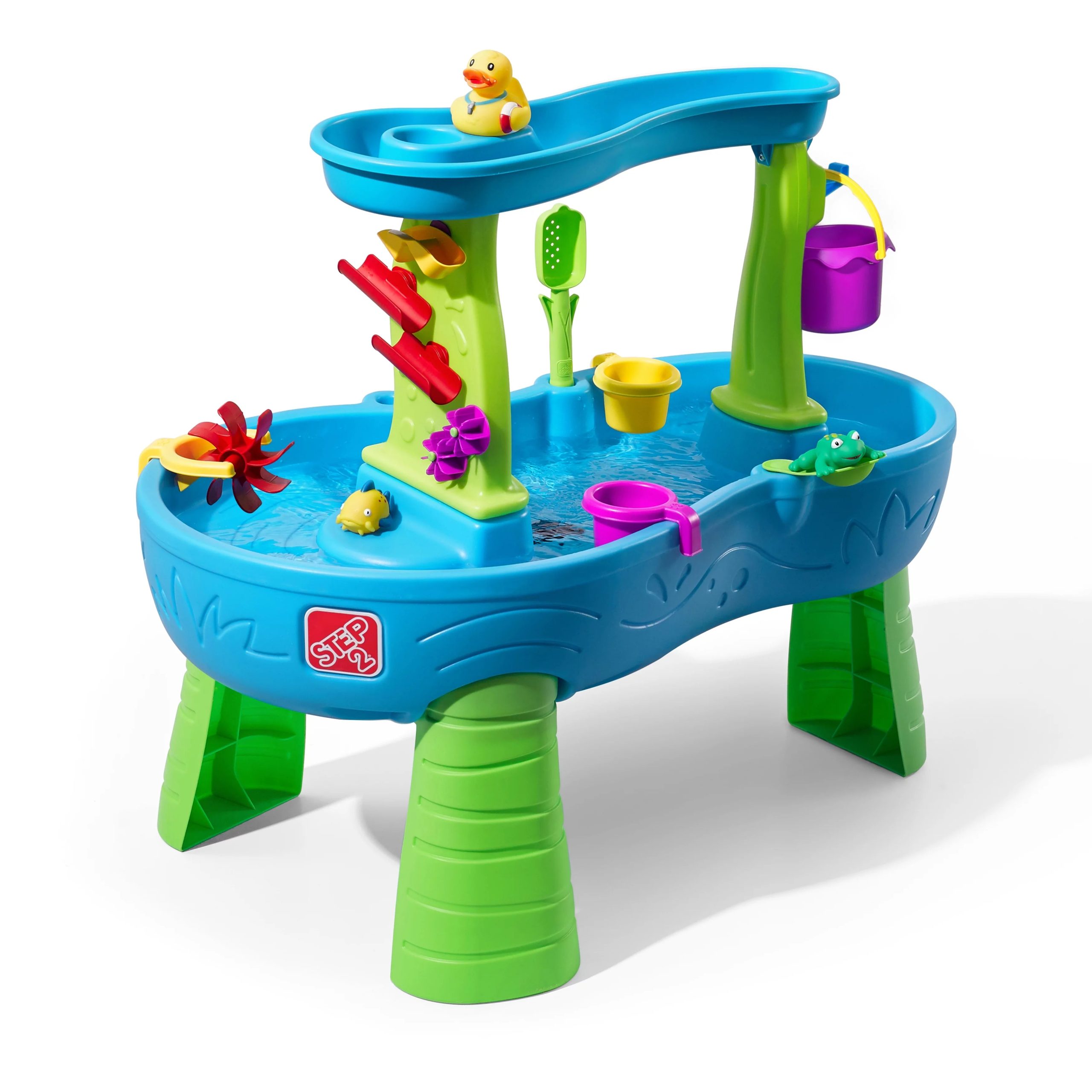 2025 Step2 Rain Showers Splash Pond Tavolo d'acqua in plastica blu per bambini.