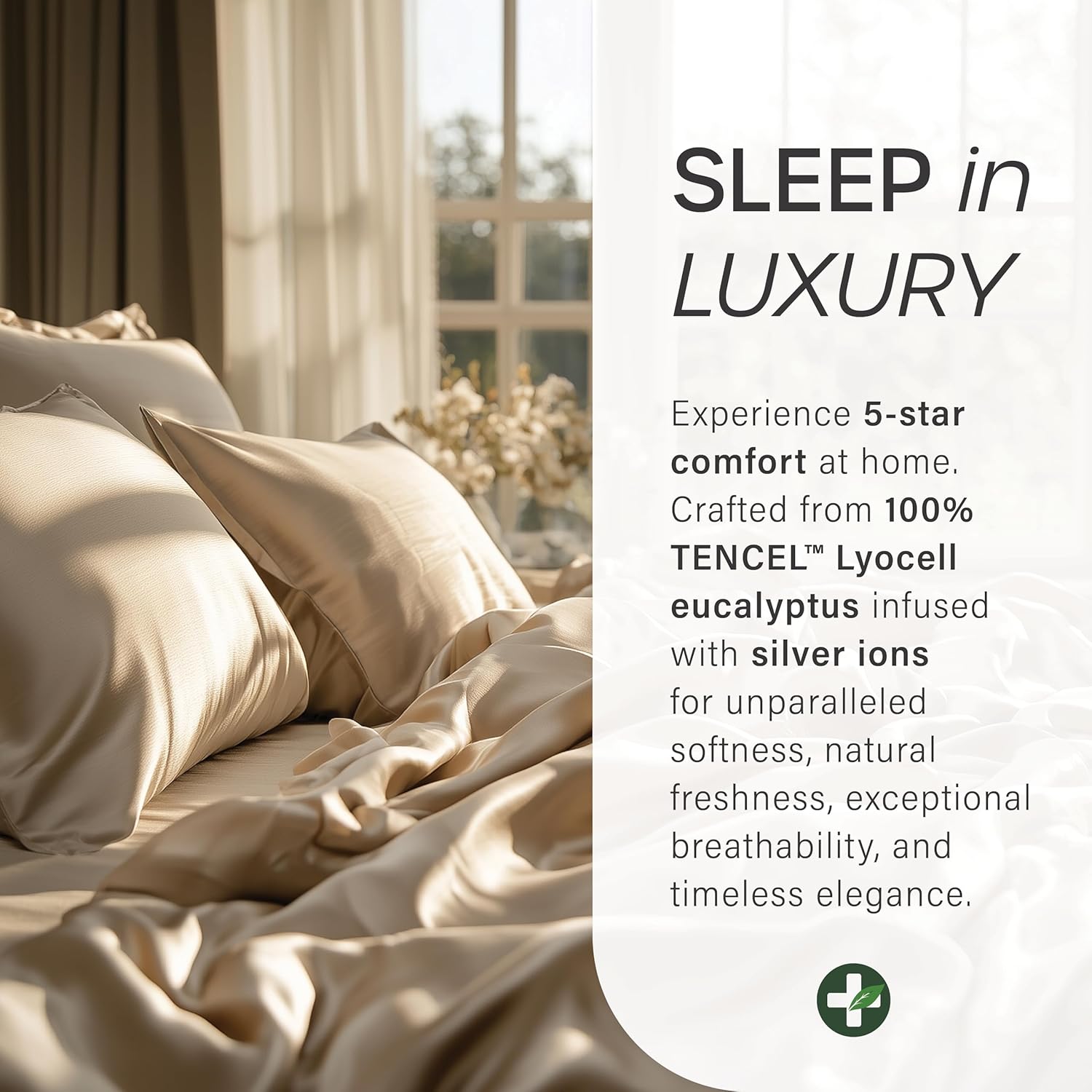 Eucalyptus Collection King Size Sheet w/Silver Ions | 100% Tencel | Ultra Soft | Cooling for Hot Sleepers | 18