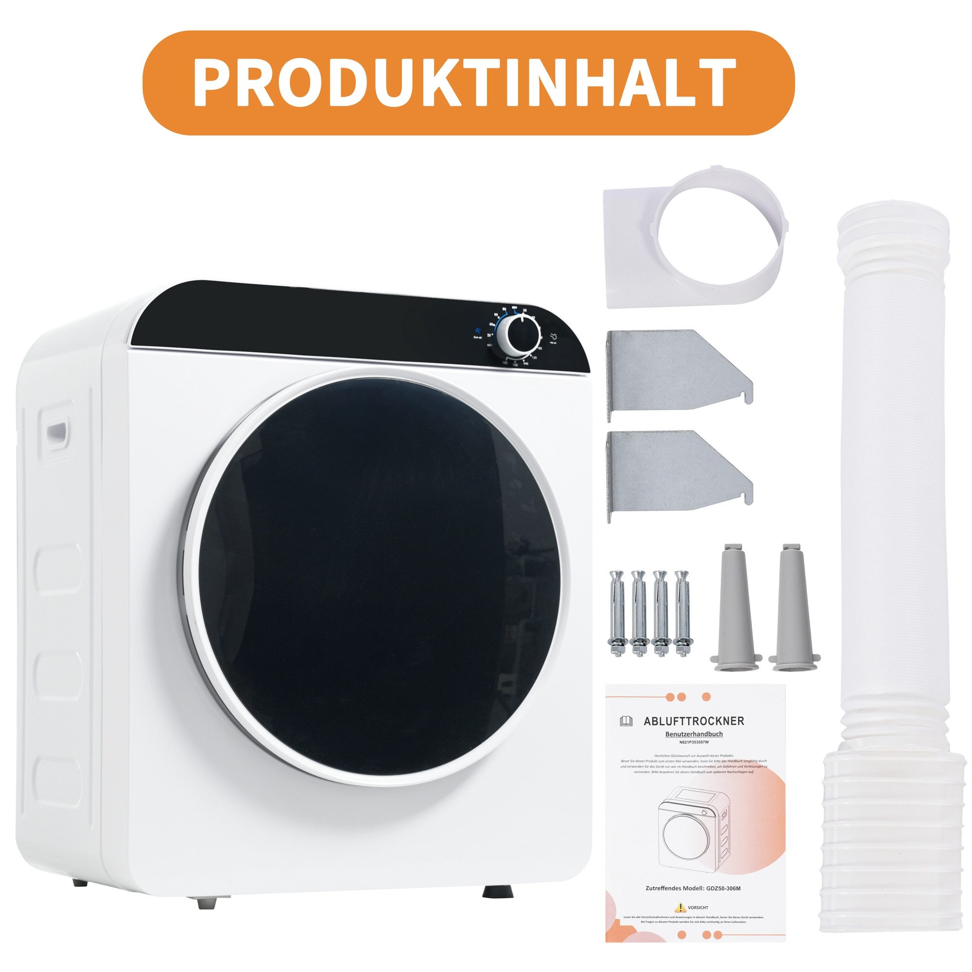 Ablufttrockner GL-JH35W Mehrfachfiltration, Überhitzungsschutz, freistehend/hängend, 62 dB