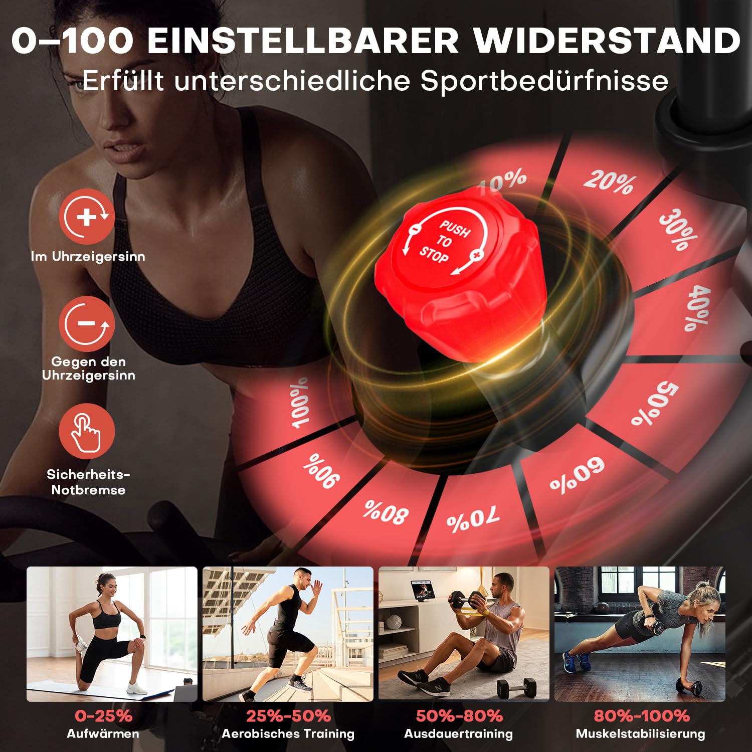 DMASUN Heimtrainer Fahrrad leiser 0 bis 100% Widerstand Display Tablet Halterung bequemer Sitz bis 160 kg