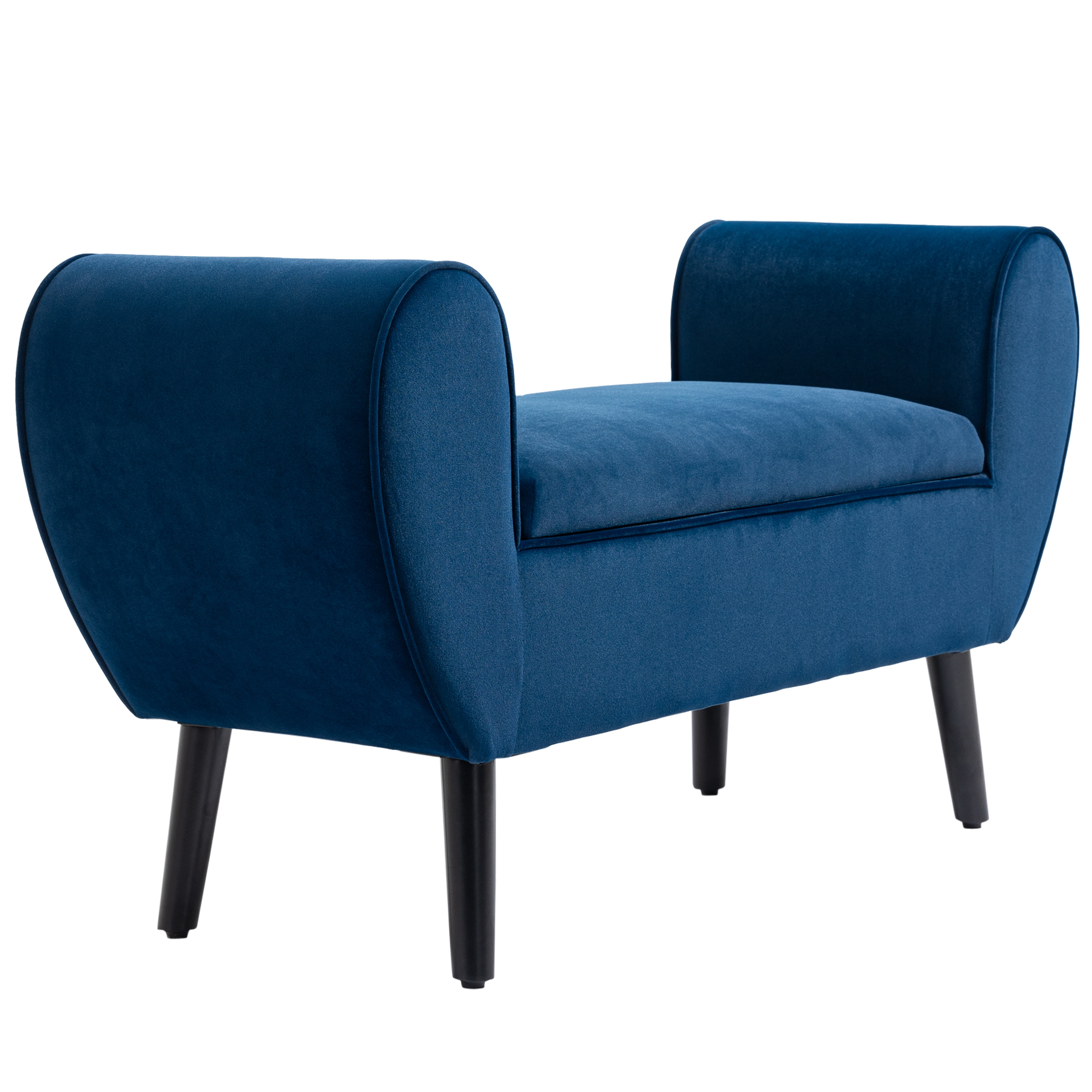HOMCOM Polsterbank mit Stauraum und Armlehnen, Truhenbank für Flur, Schlafzimmer, Wohnzimmer, 118 x 42 x 66 cm, Dunkelblau