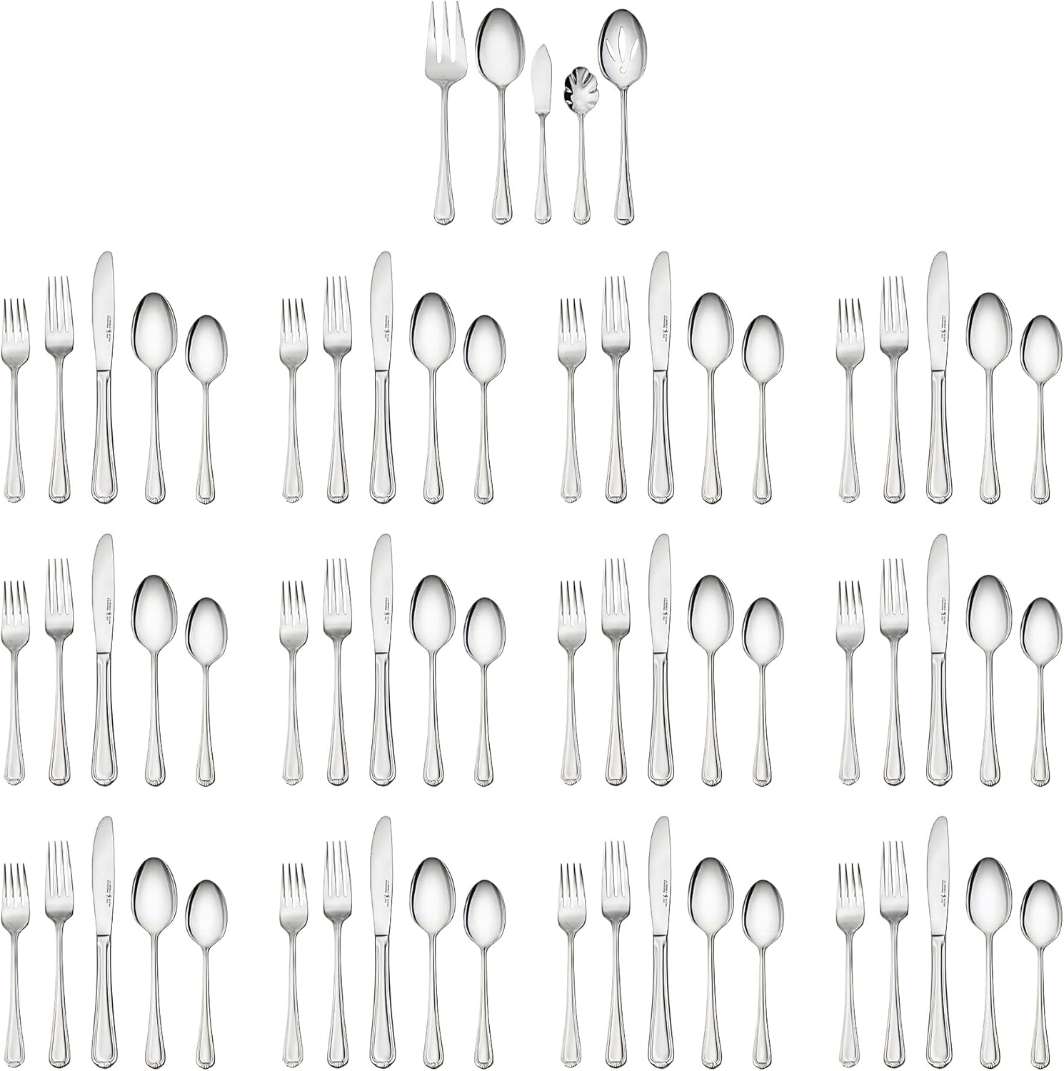 HENCKELS Alcea 65-Piece Flatware Set, Stainless Steel, Silver