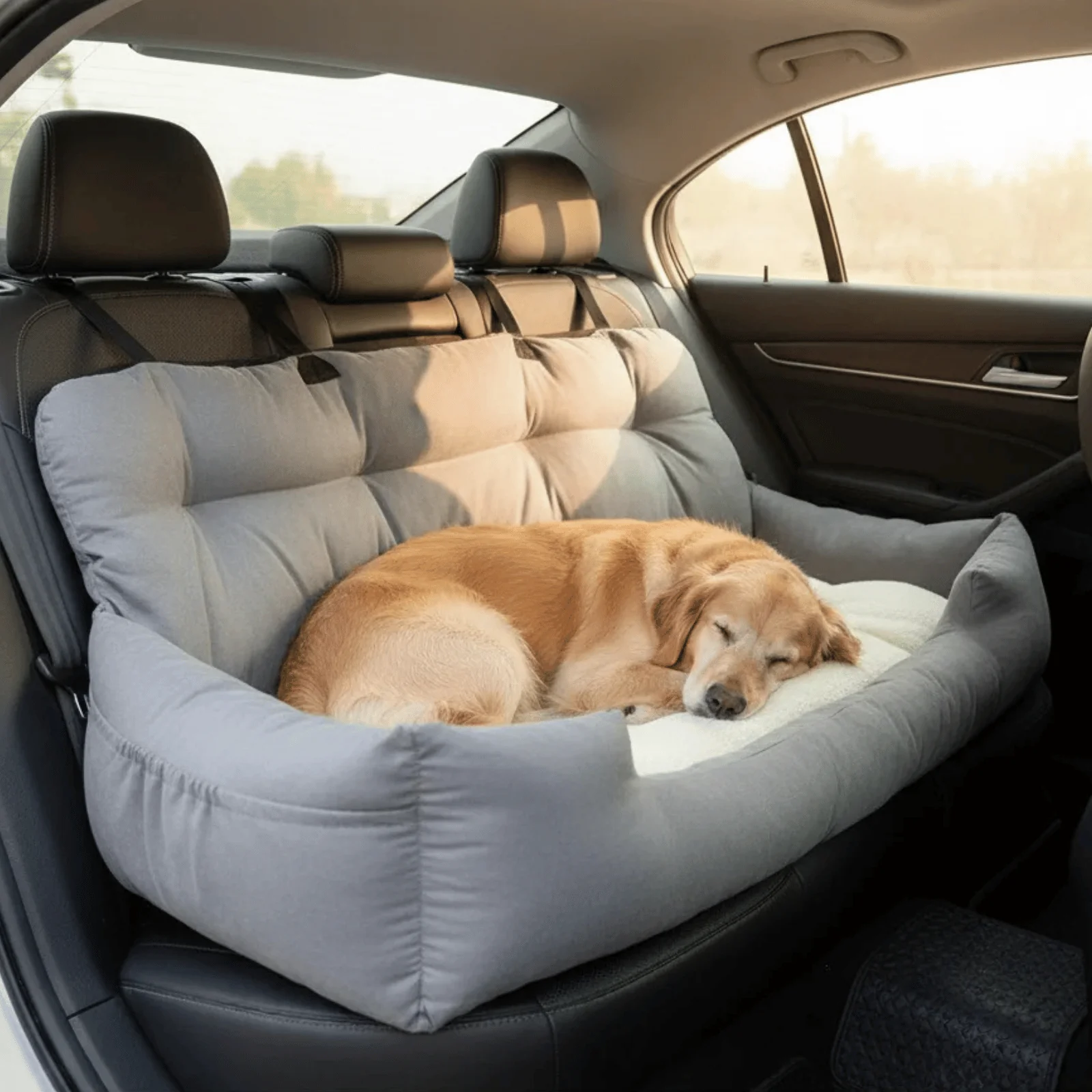 Adjustable Dog Car Seat �C Soft Cotton Interior & Safety Straps