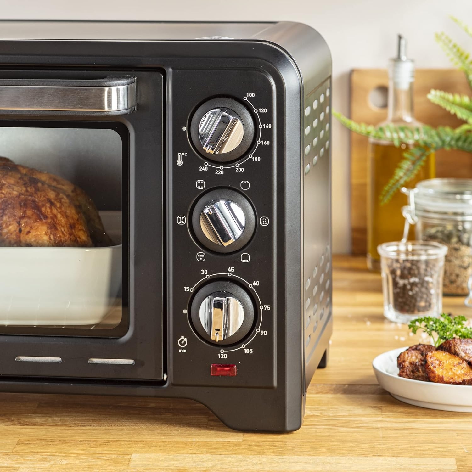 Moulinex OX444810 Optimo Forno Elettrico Ventilato 19 litri, Potenza 1380 W, Max 240°C, Forno per Pizza, Carne, Pesce, Dolci, con 6 Modalità di Cottura, Timer, 2 Accessori