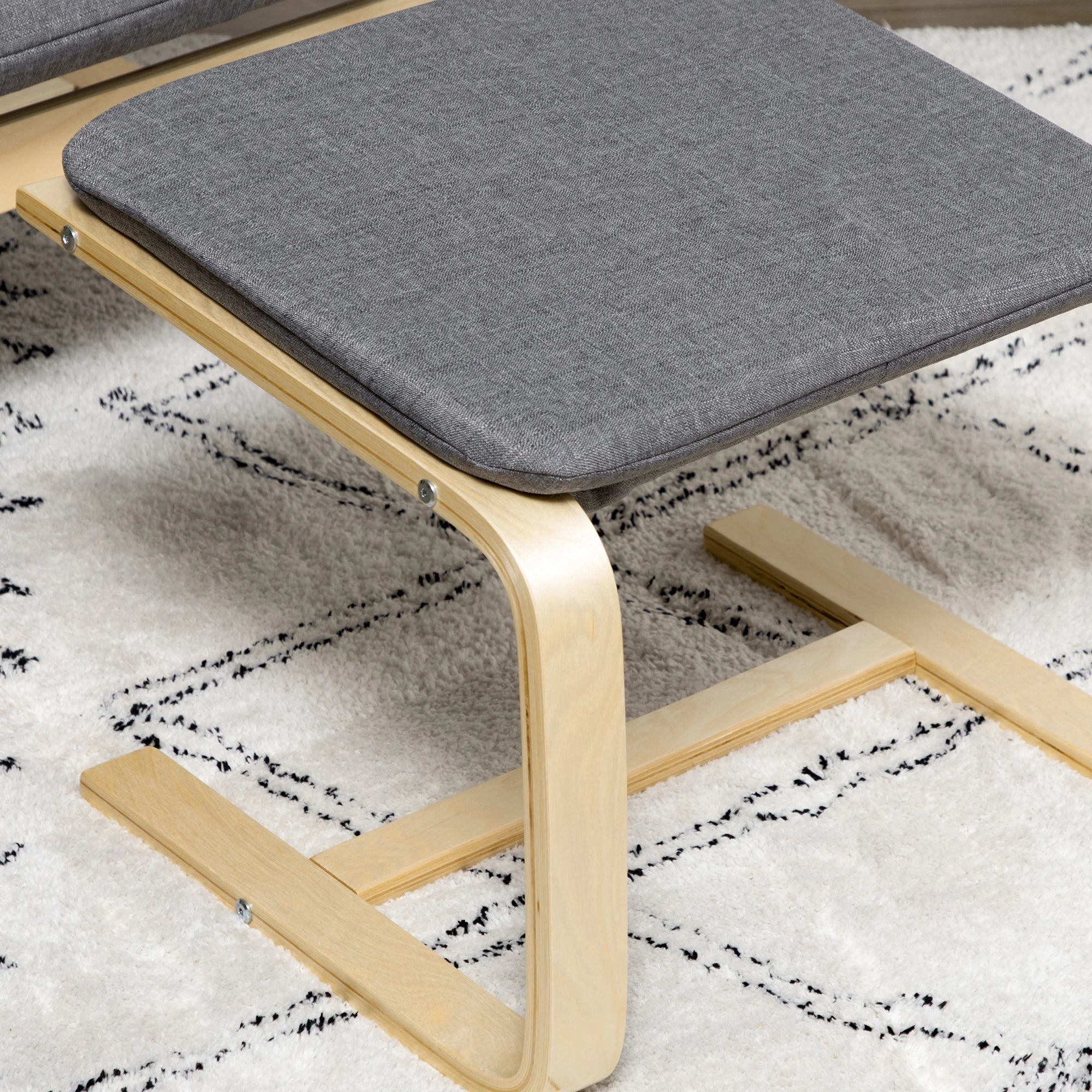 HOMCOM Relaxsessel mit Fußhocker, Leinenbezug Grau, 66,5×80×99 cm