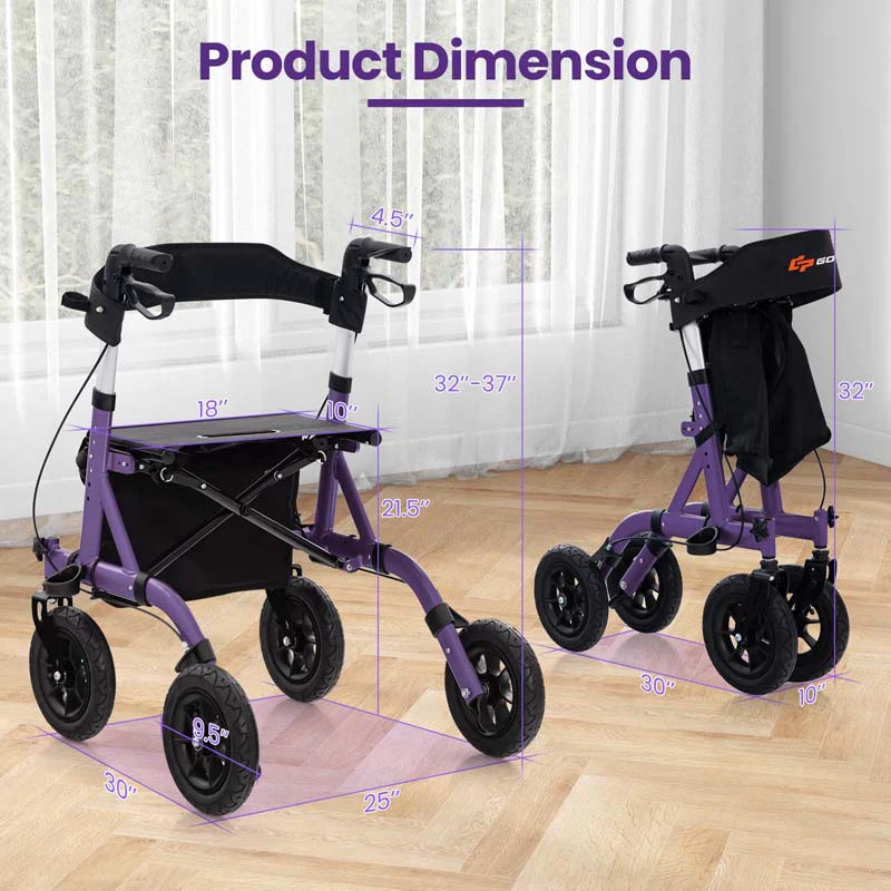 Foldable Rolling Walker with 9.5