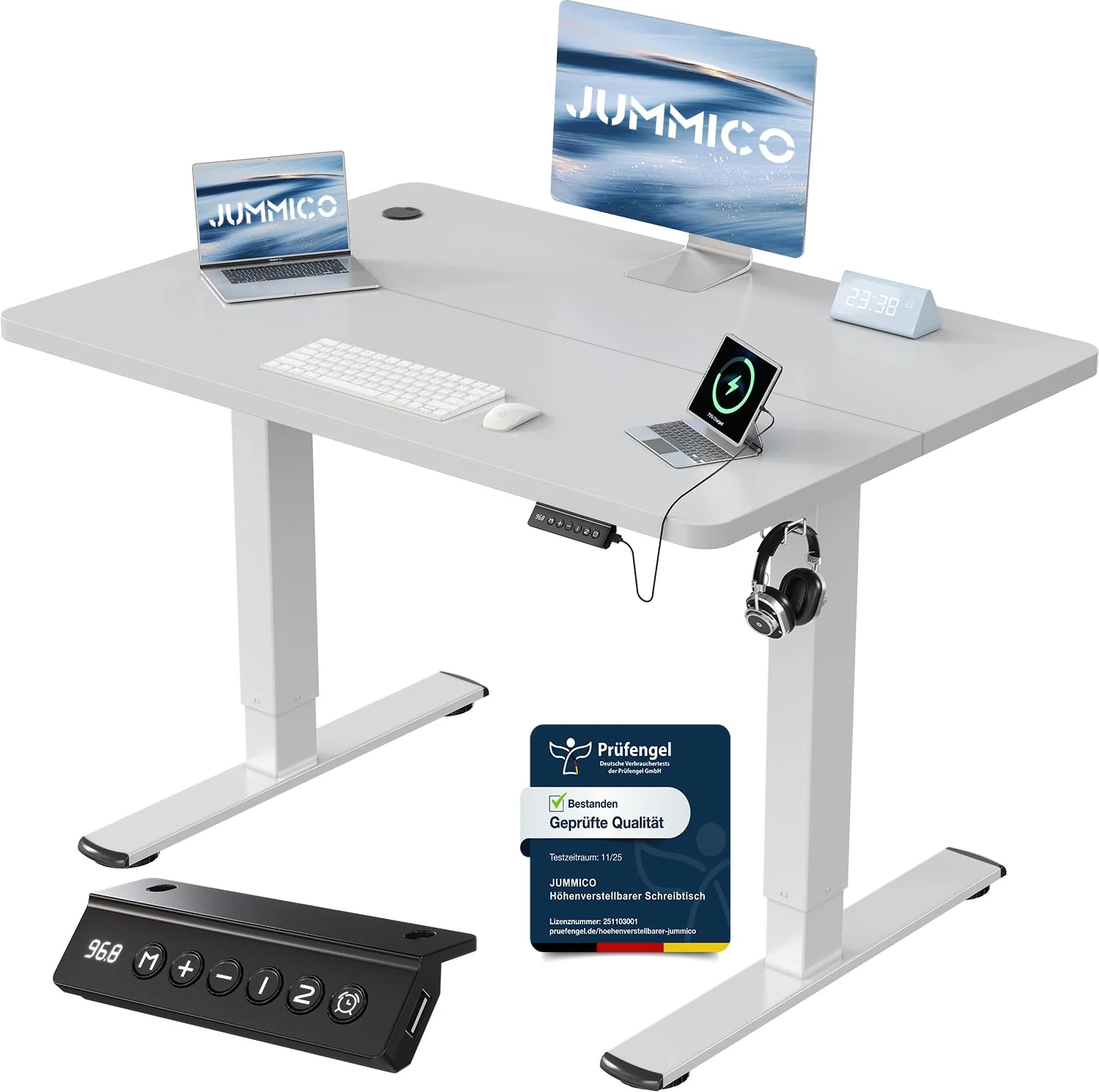 JUMMICO Elektrisch höhenverstellbarer Schreibtisch mit USB-Anschluss