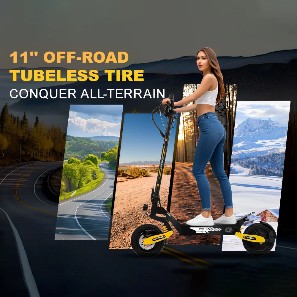 Off Road Electric Scooter for Adults, 1200W Motor Fast E Scooter, Up to 28MPH Top Speed & 20Miles Long Range, 11