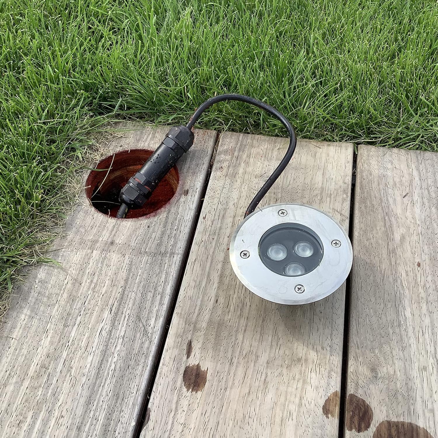 Ultradünne IP67 wasserdichte LED-Deckleuchte, perfekt für den Außenbereich, Garten, Terrasse und Innenhof (blau 12 V), schlankes Design, energieeffizient, einfache Installation