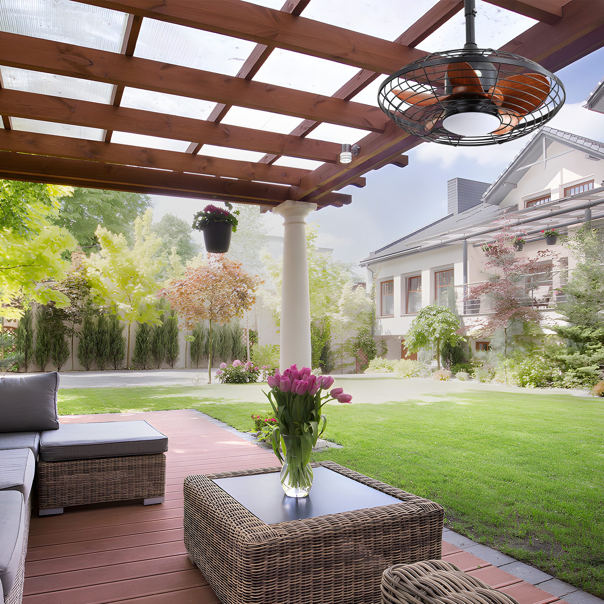 Deckenventilator mit Downrod-Montage, LED, 18 W