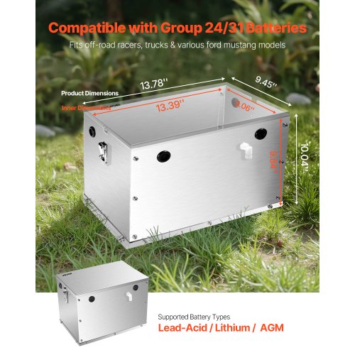 VEVOR Batteriekasten Gruppe 24/31 Aluminiumlegierungsgehäuse Rennwagen LKWs