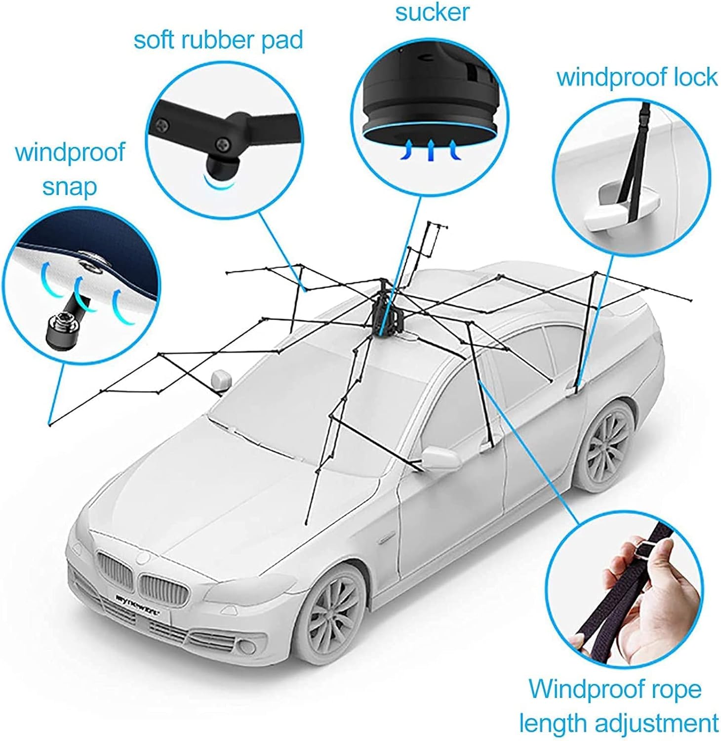 Tenda per Auto Completamente Automatica, Copertura per ombrellone Portatile per Auto Pieghevole per Auto, Protezione Auto, Parasole Anti-UV, Protezione Antivento, Parasole per Esterni