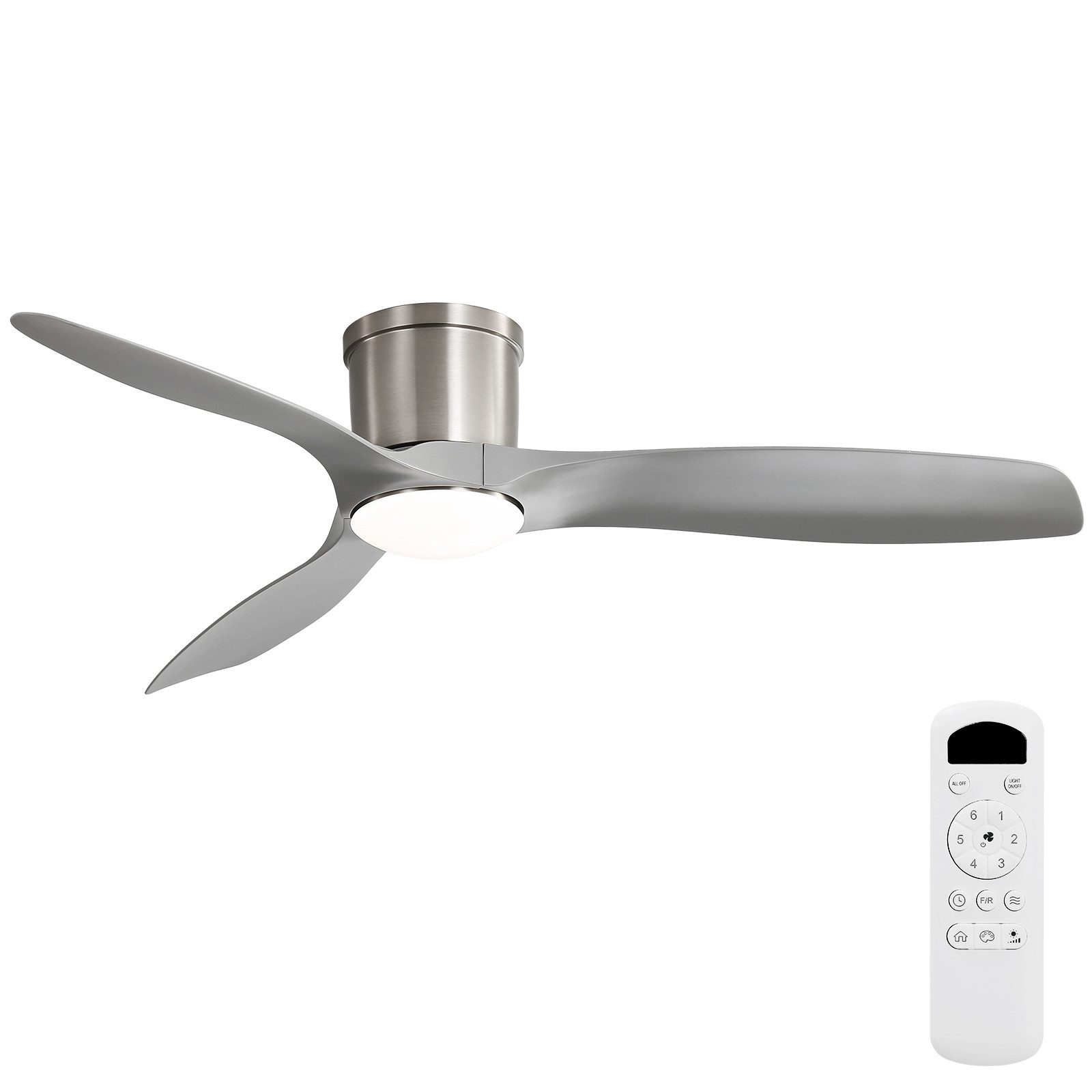 Deckenventilator mit LED-Beleuchtung & Fernbedienung, 3 ABS-Flügel, 132cm
