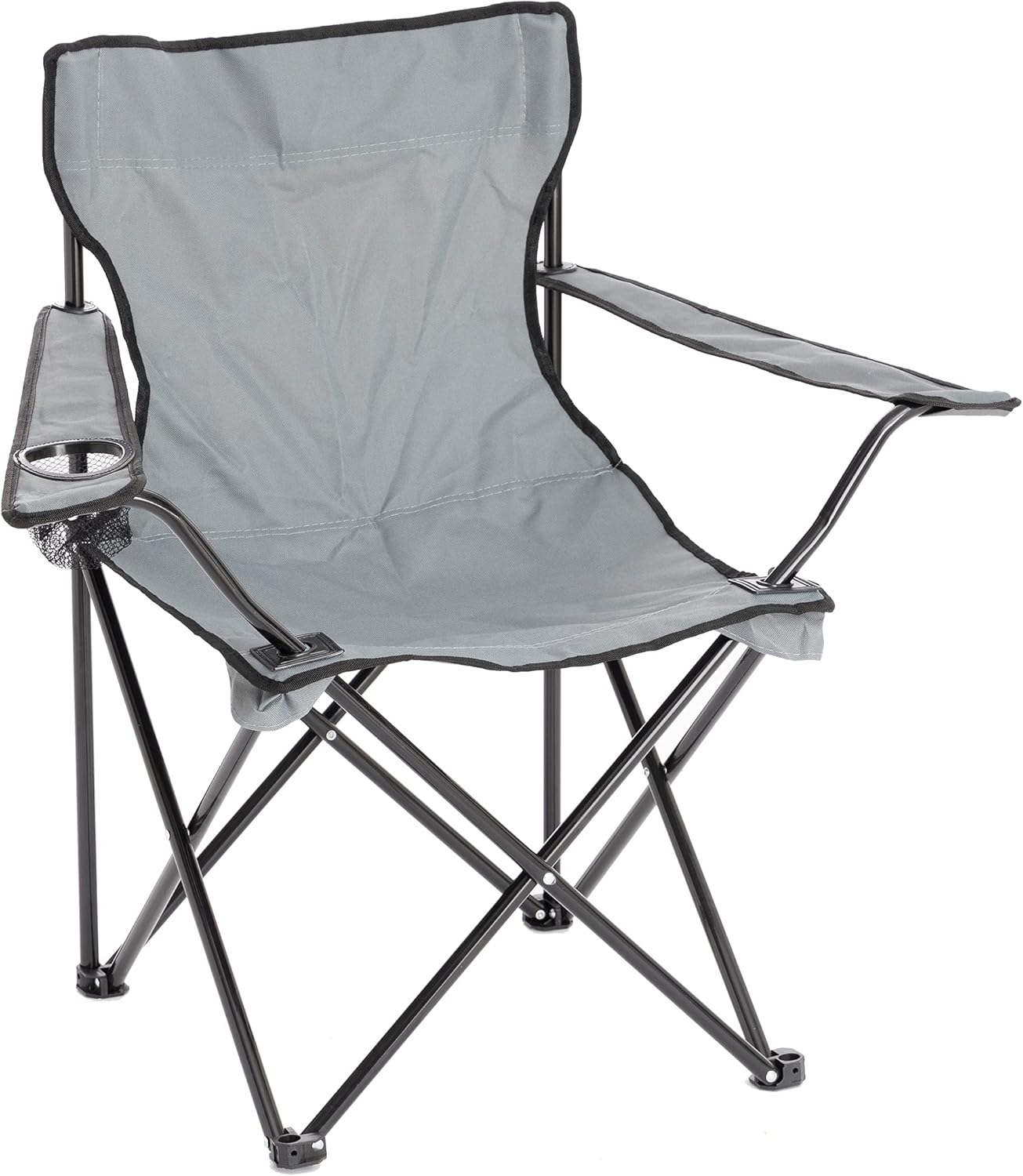 Baroni Home Sedia Campeggio Pieghevole da Esterno Giardino, Poltrona Campeggio Impermeabile, Sedia Camping Portatile, Seduta da Spiaggia e Pesca con Porta bibite 50x50x80 cm, Set 2 Nero
