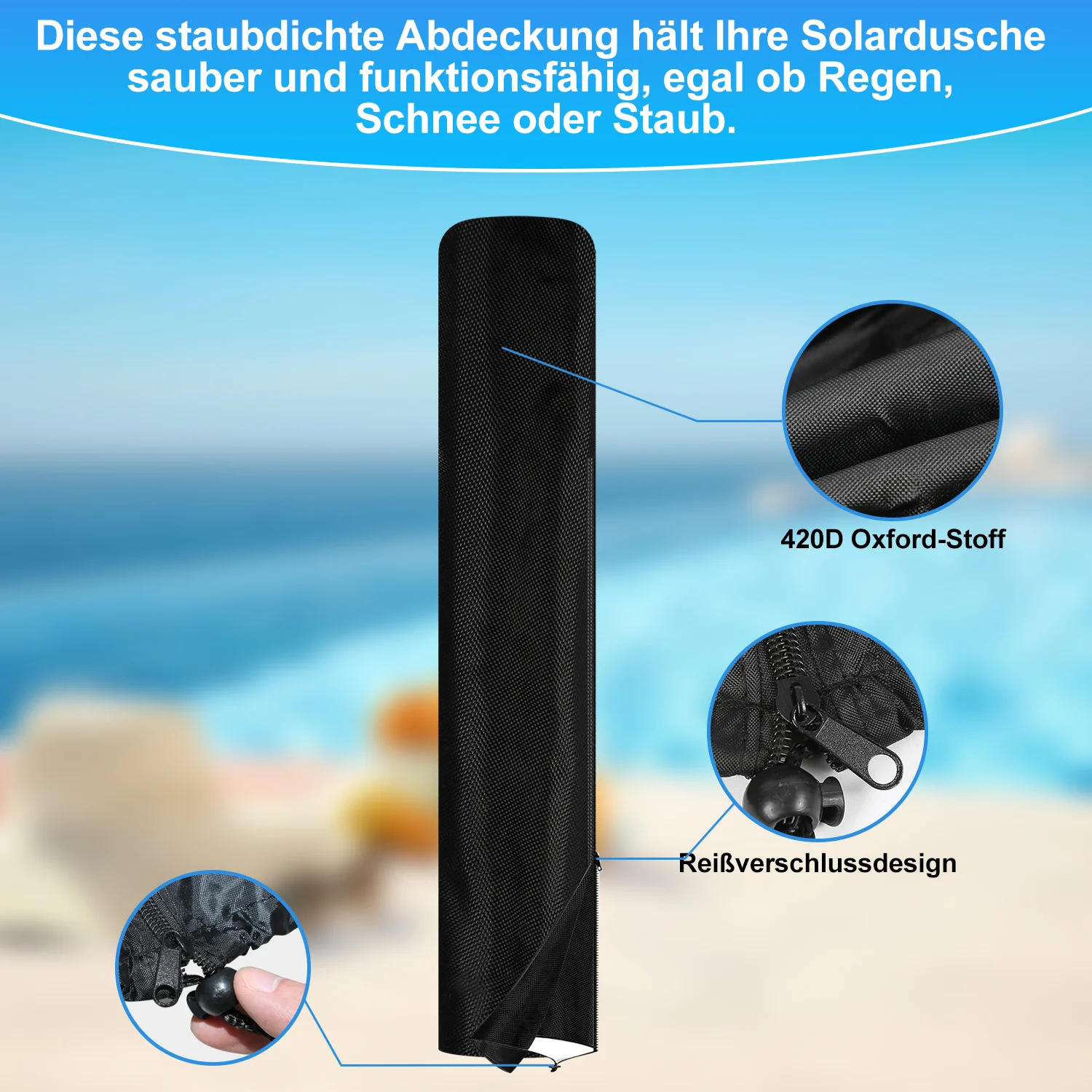 Sonnewelt Solardusche 40L Solardusche Gartendusche Inkl. Schutzhaube und Handbrause