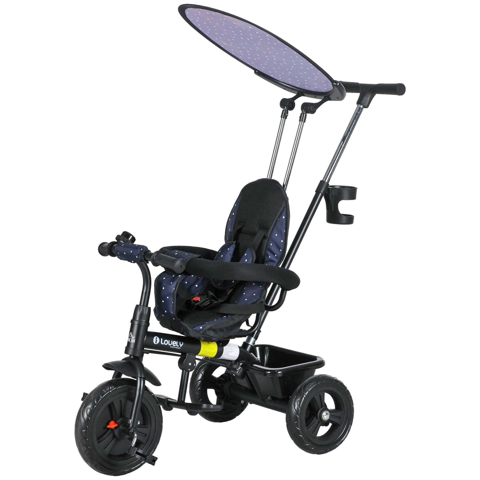 Dreirad-Kinderwagen 6-in-1 Dreirad mit Schubstange Kinderdreirad ab 9 Monate bis 25 kg